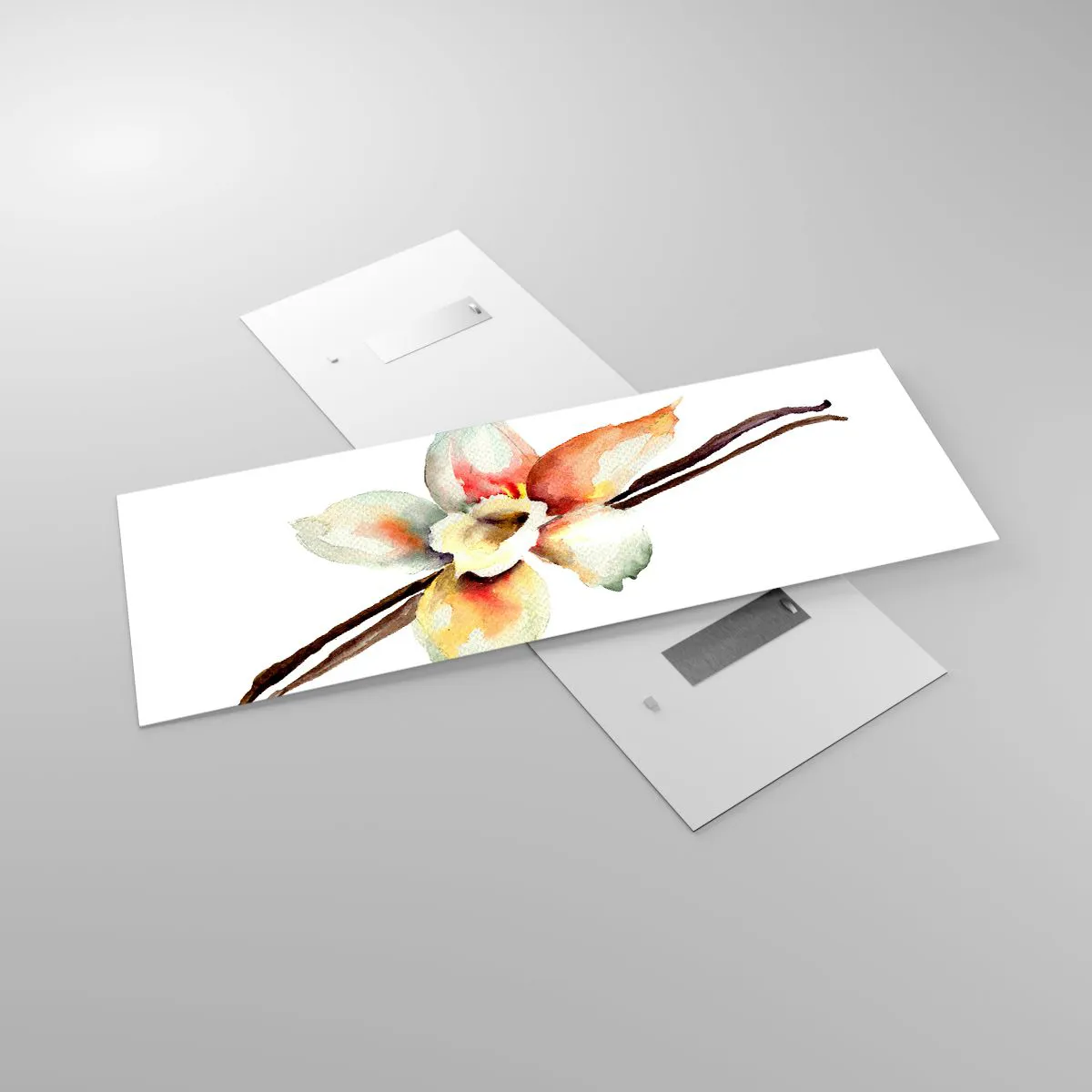 Glasbild - Bild auf glas - Aquarell-Blumenillustration in Pastellfarben - 140x50cm - Süße mit Farbe verschüttet - Moderne Wanddekoration für Wohnzimmer und Schlafzimmer ARTTOR