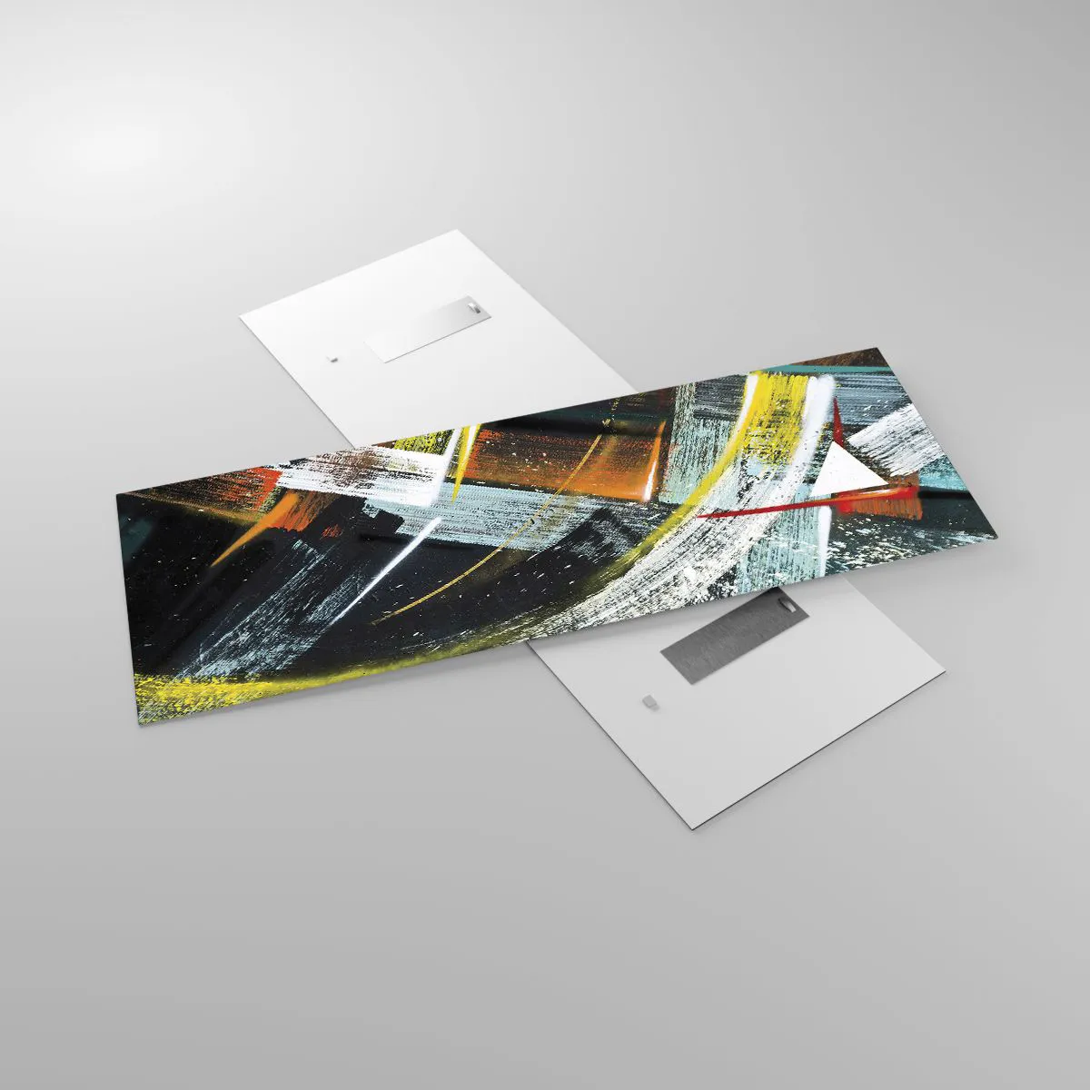 Obraz na szkle - Kolorowe abstrakcyjne pociągnięcia pędzla - 140x50cm - Energia ruchu - Nowoczesna dekoracja ścienna do salonu i sypialni ARTTOR