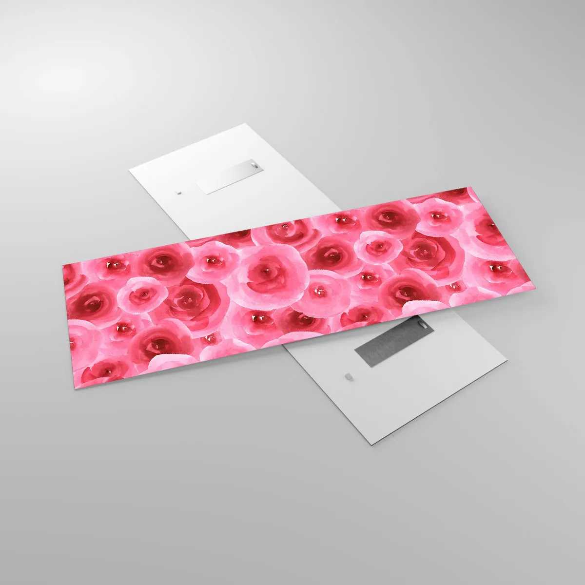 Impression sur verre - Image sur verre - Roses délicates dans des tons pastel de rose - 140x50cm - Roses en-haut et en-bas - Décoration murale moderne pour le salon et la chambre ARTTOR