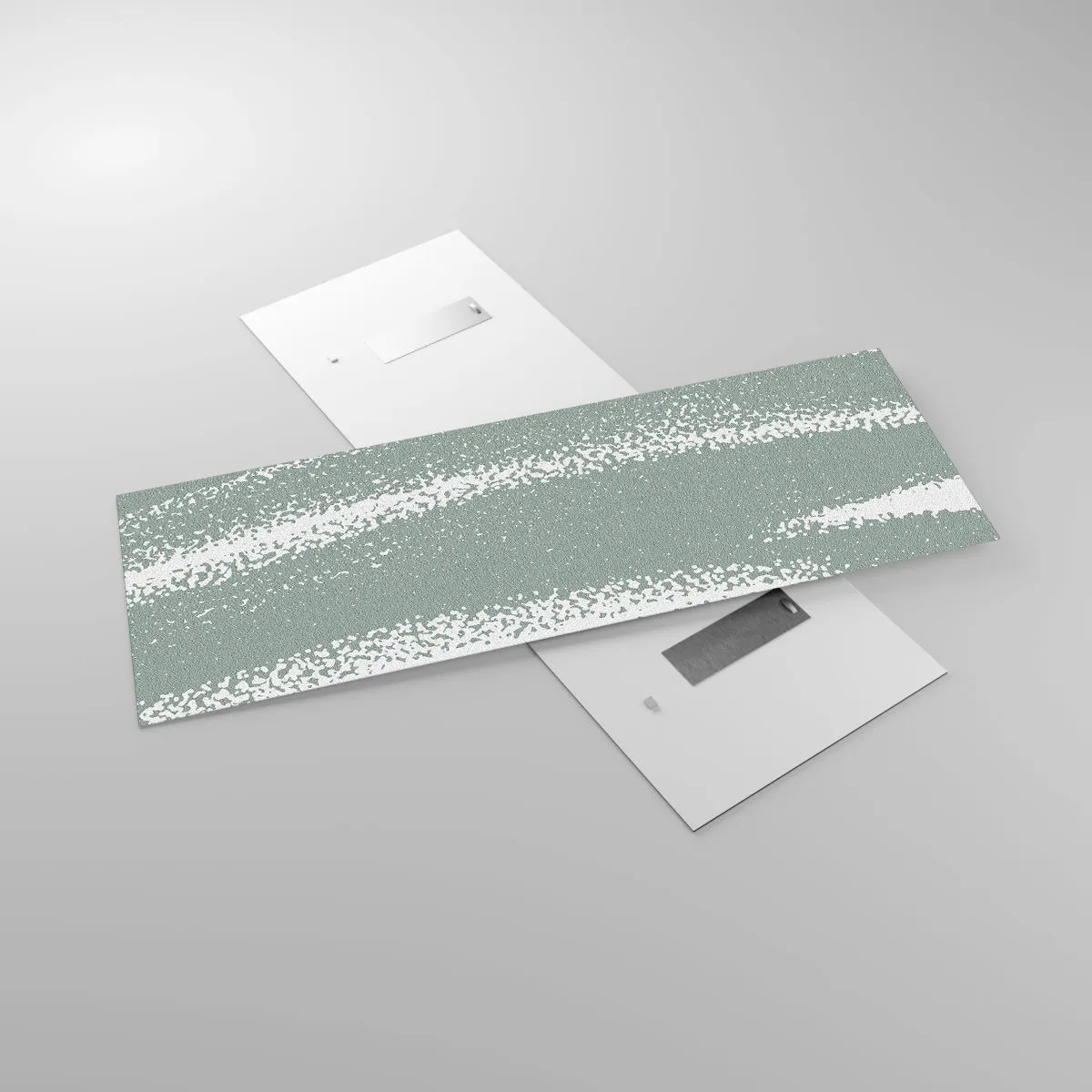 Quadro su vetro - Onde invernali nei toni del menta e del bianco - 140x50cm - Astrazione in clima invernale - Decorazione murale moderna per soggiorno e camera da letto ARTTOR