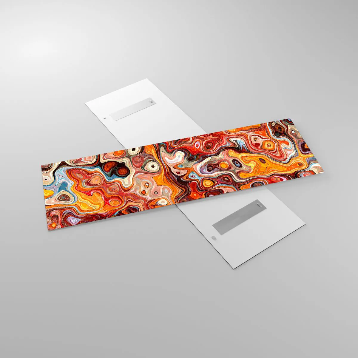 Impression sur verre - Image sur verre - Une composition abstraite dans des tons chauds de rouge, d'orange et de jaune. - 160x50cm - Si les noix fondaient dans du miel - Décoration murale moderne pour le salon et la chambre ARTTOR