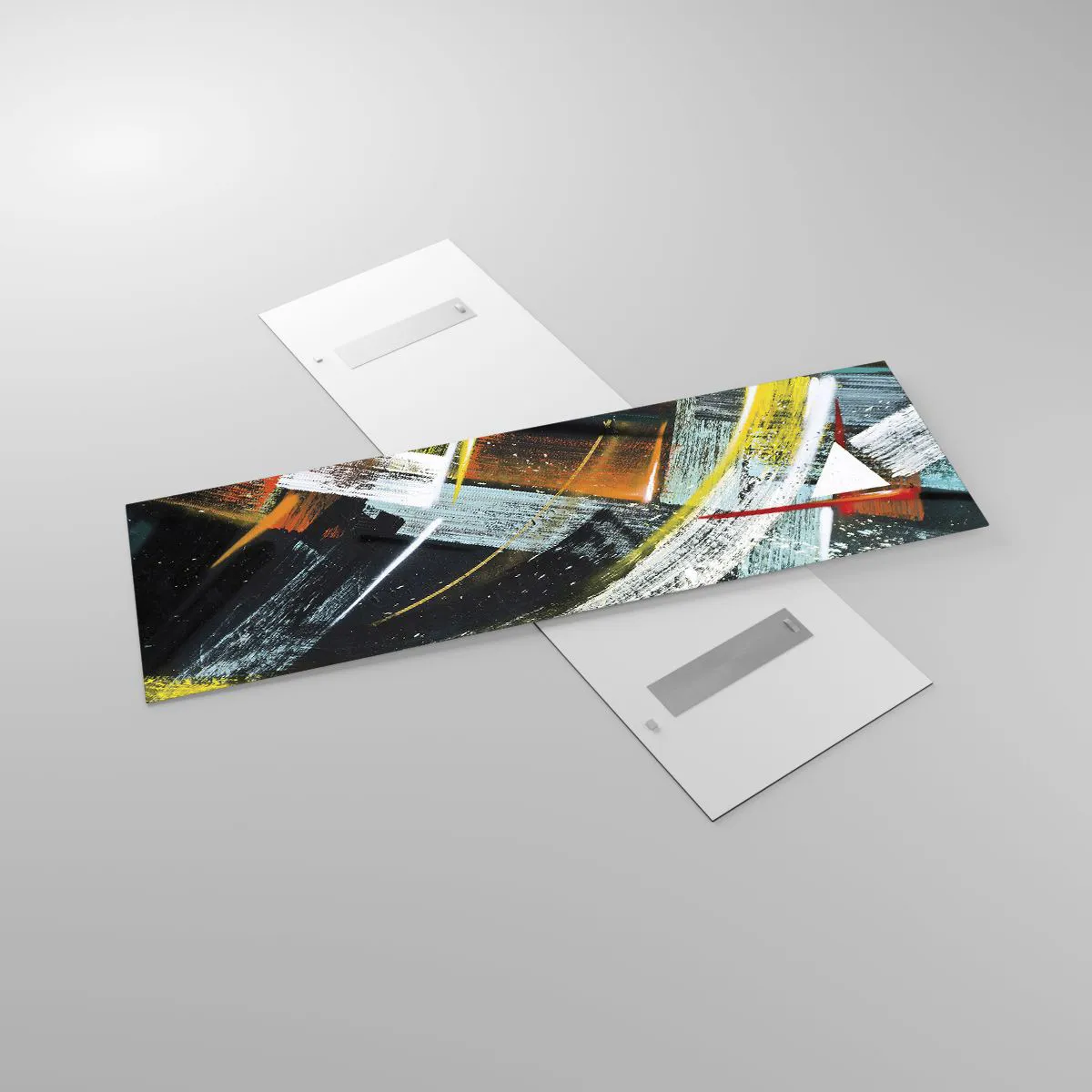 Glasbild - Bild auf glas - Bunte abstrakte Pinselstriche - 160x50cm - Energie der Bewegung - Moderne Wanddekoration für Wohnzimmer und Schlafzimmer ARTTOR