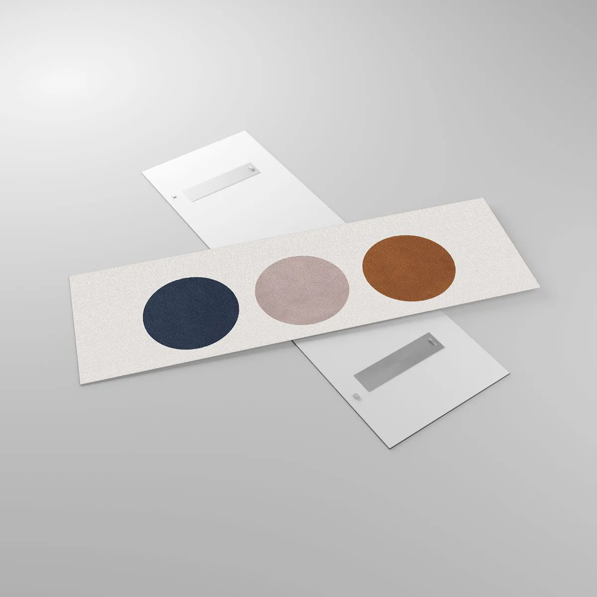 Obraz na szkle - Minimalistyczna kompozycja z trzema kolorowymi kołami - 160x50cm - Symbol doskonałości - Nowoczesna dekoracja ścienna do salonu i sypialni ARTTOR