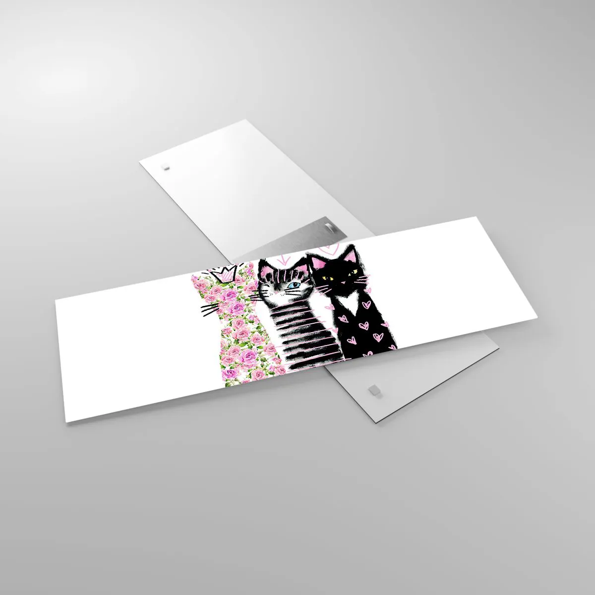 Üveg kép - Volt egyszer három macska - 90x30 cm