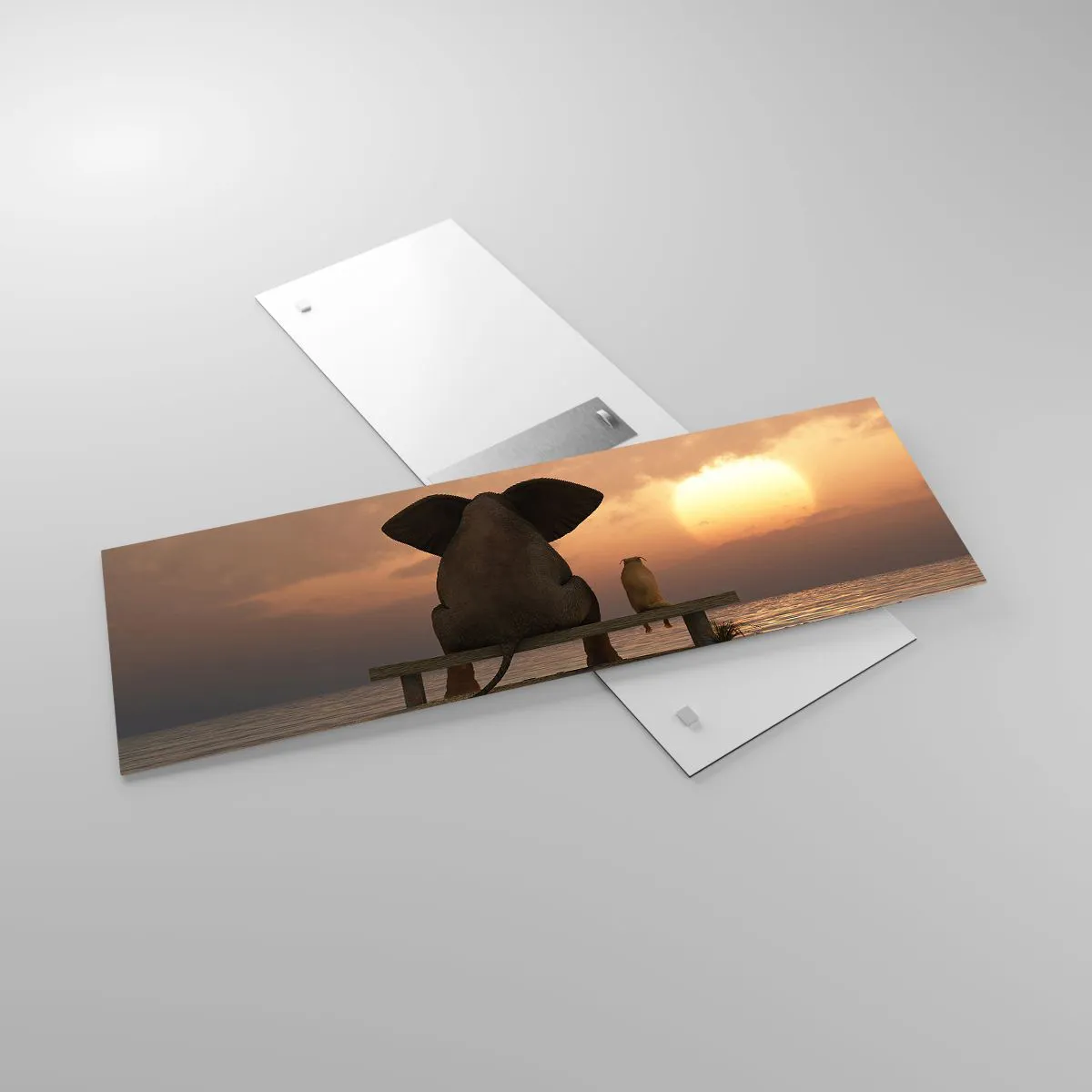 Glass picture - It Feels Good to Be Quiet Together - 90x30 cm