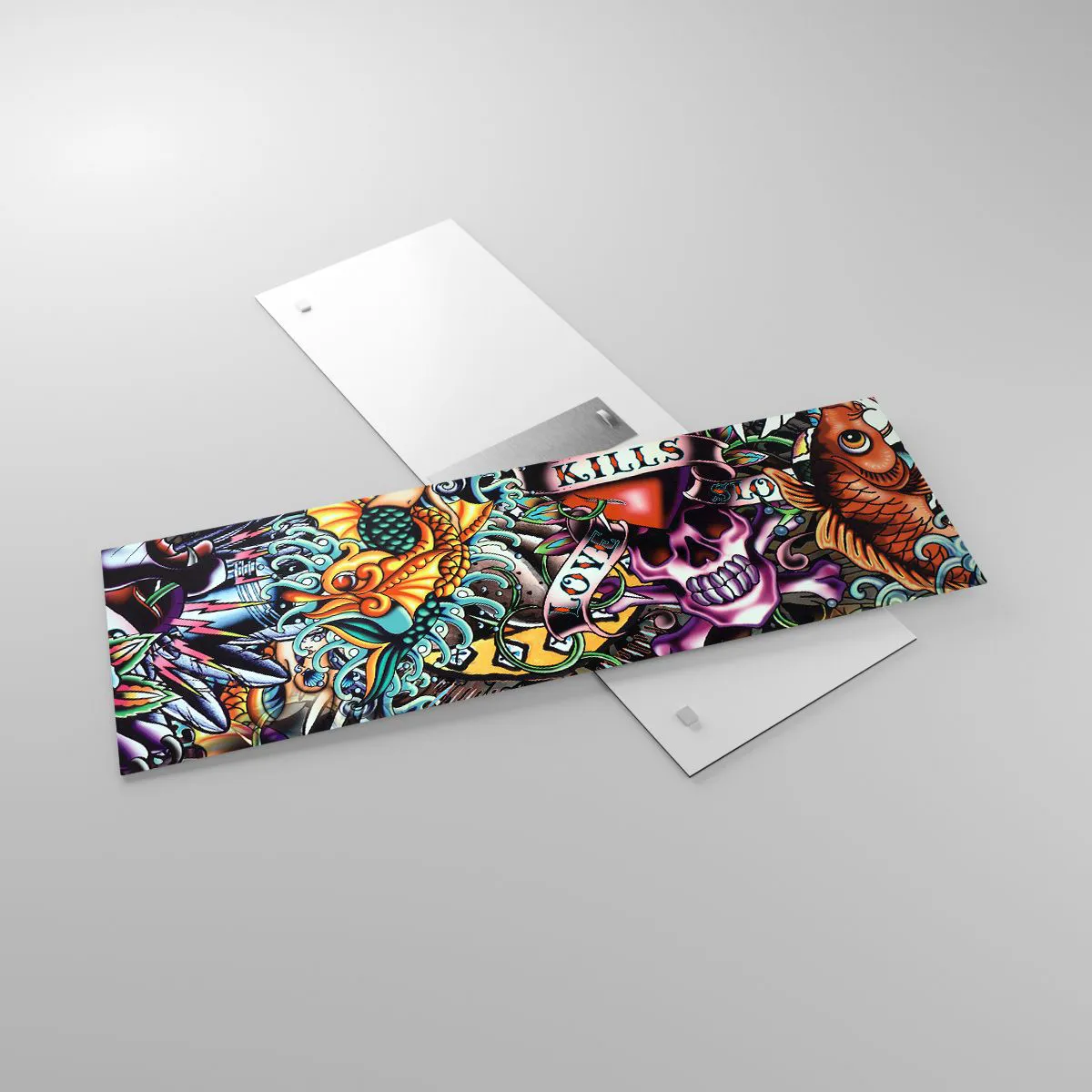 Cuadro sobre vidrio - Impresiones sobre Vidrio - El sueño de un tatuador - 90x30 cm