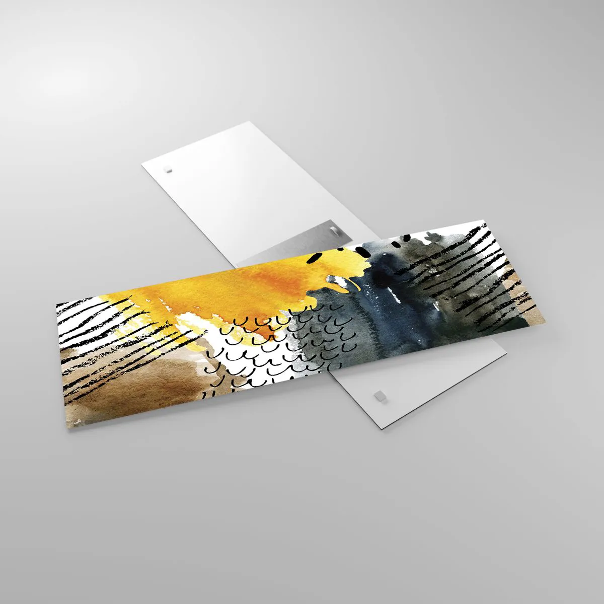 Tablou pe sticlă - O întâlnire a elementelor - 90x30 cm