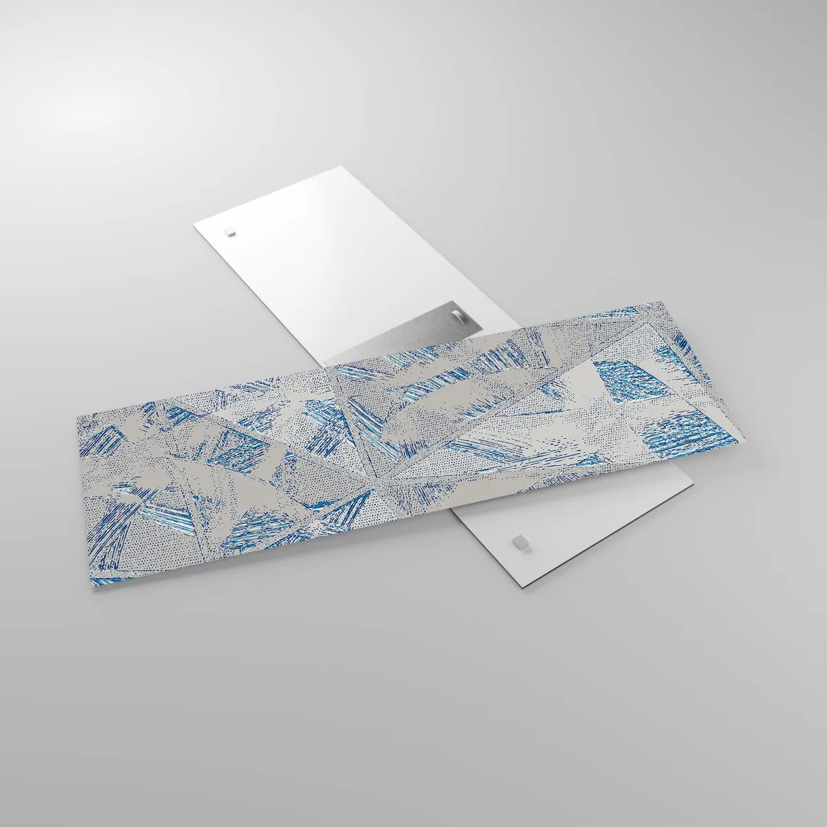 Tablou pe sticlă - Într-un labirint de gri-albastru - 90x30 cm