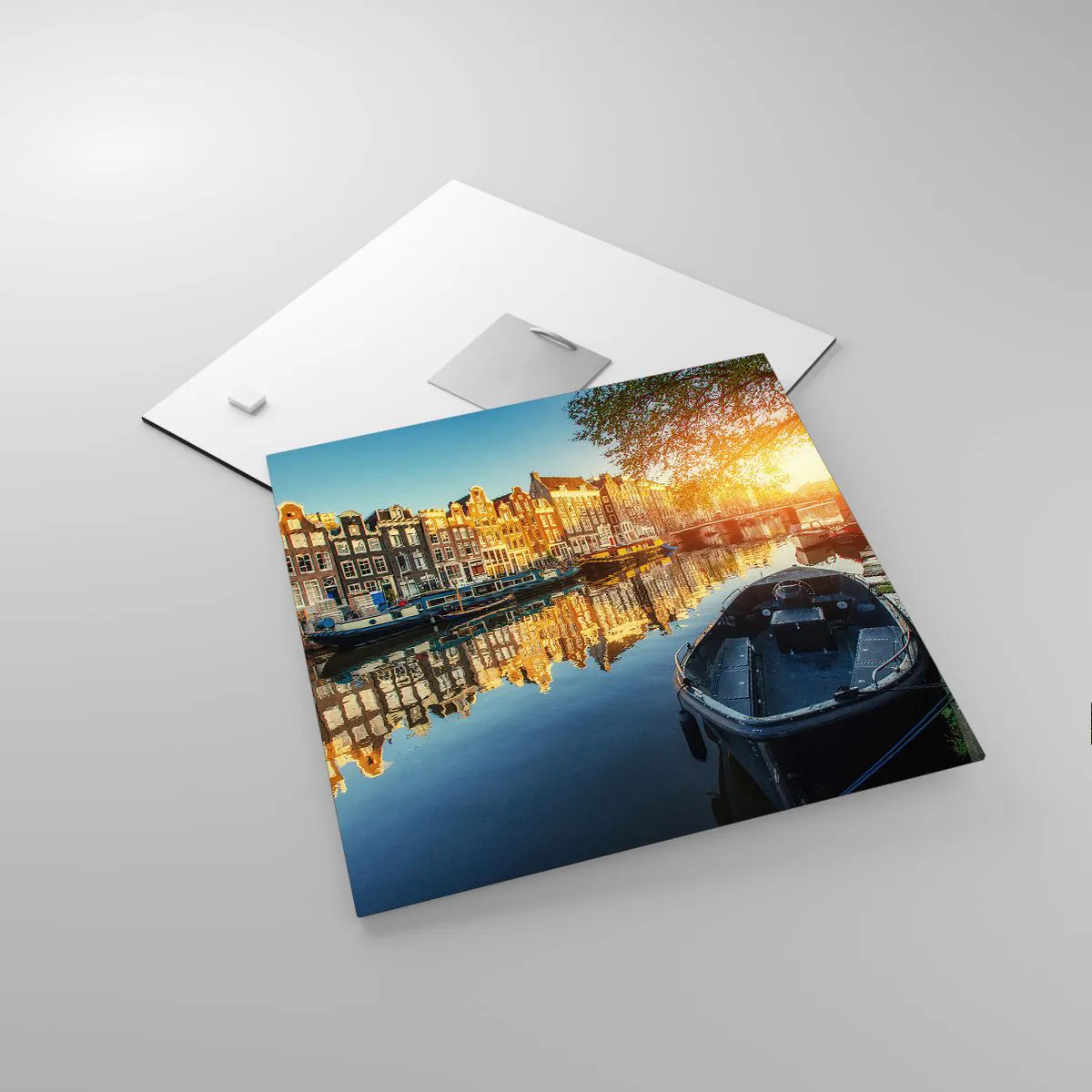 Üveg kép - Reggel Amszterdamban - 30x30 cm