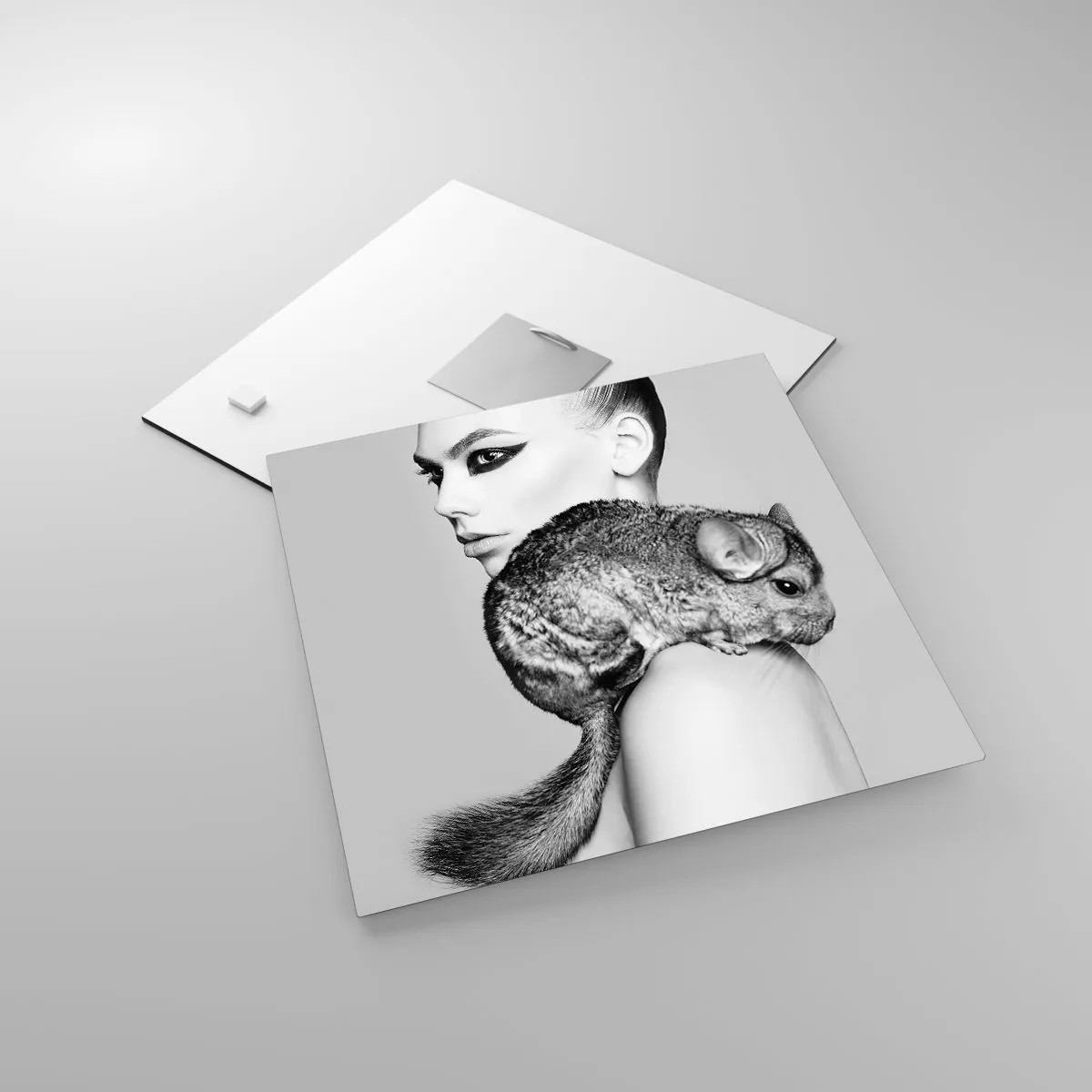 Cuadro sobre vidrio - Impresiones sobre Vidrio - Dama con chinchilla - 30x30 cm