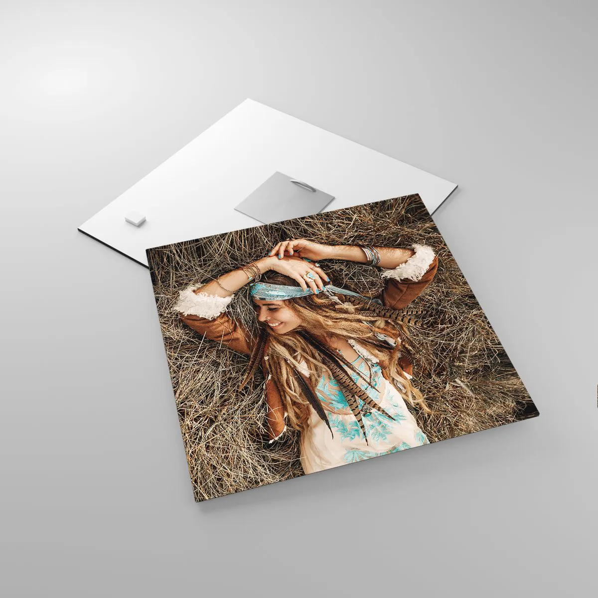 Glastavla - Bild på glas - På väg till kärlekens sommar - 30x30 cm