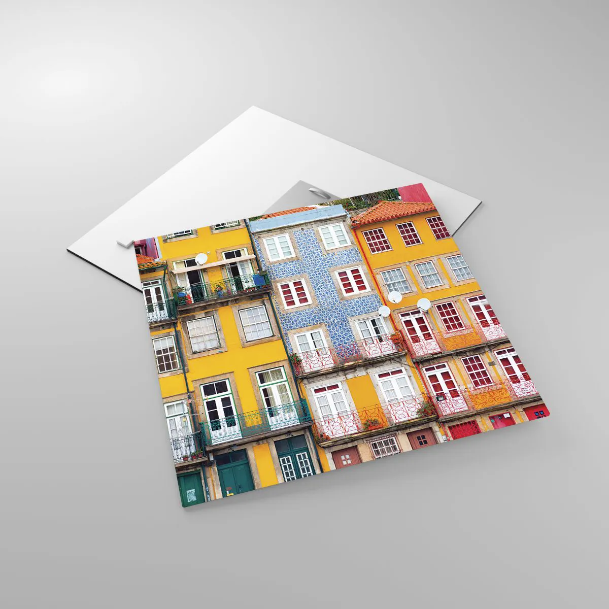 Cuadro sobre vidrio - Impresiones sobre Vidrio - Los colores de la ciudad vieja - 40x40 cm