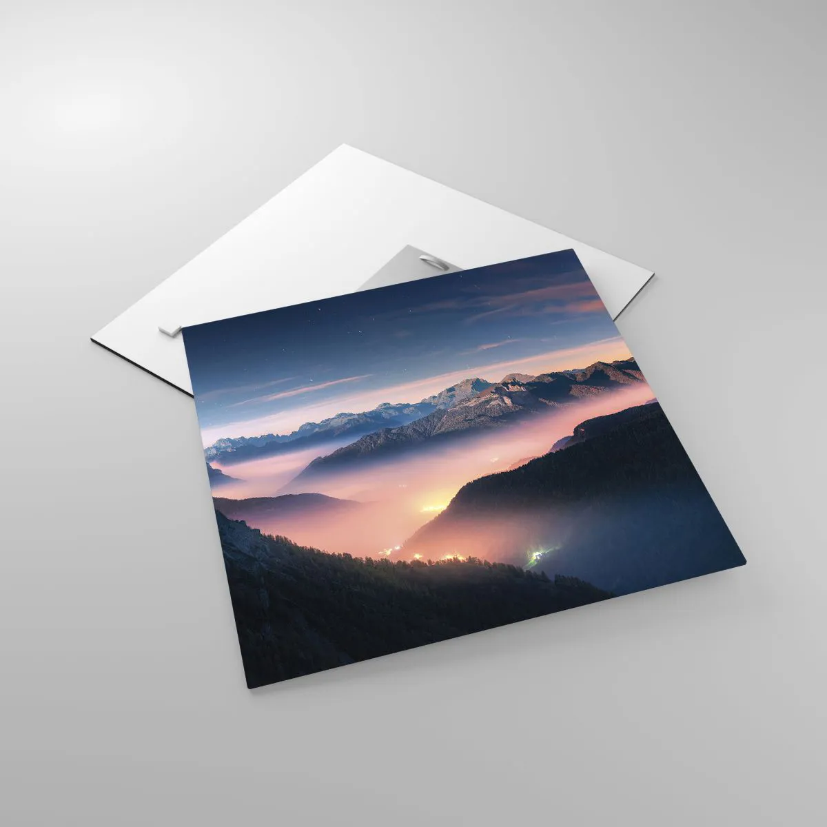 Glass picture - Light in the Valleys - 40x40 cm