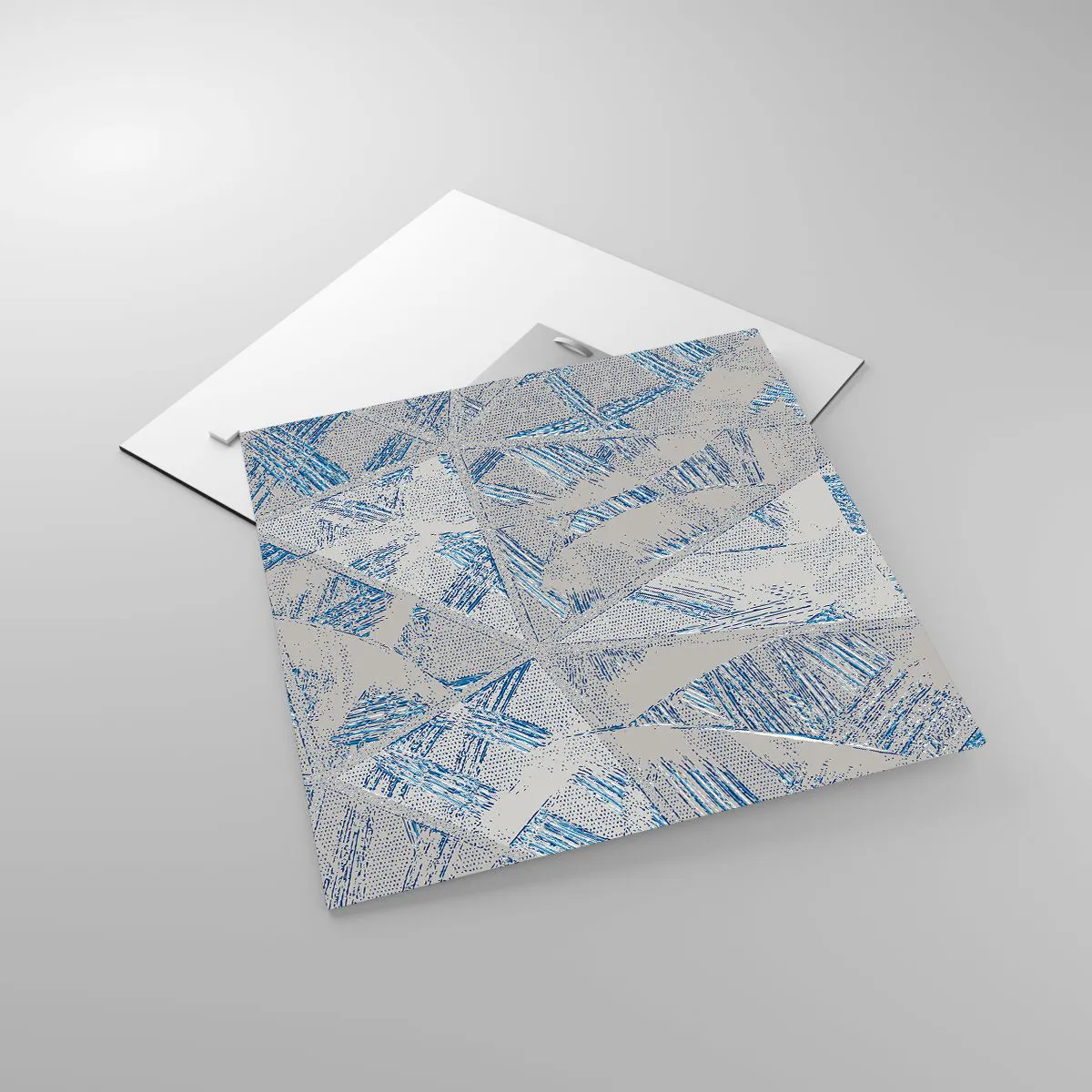 Tablou pe sticlă - Într-un labirint de gri-albastru - 40x40 cm