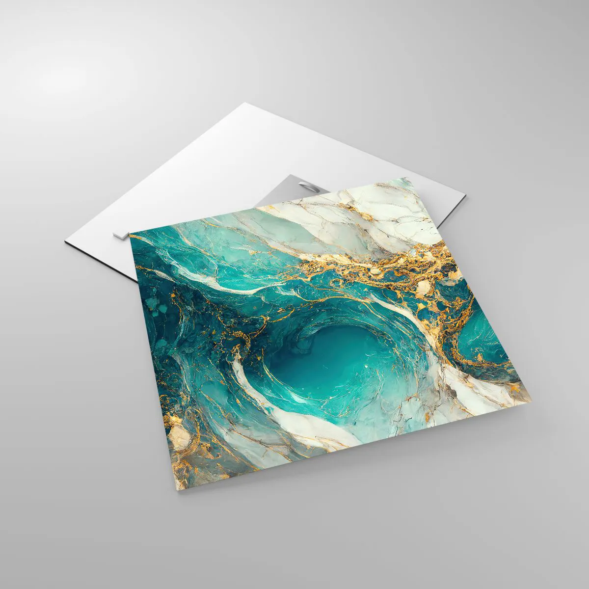 Quadro em vidro - Composição com veios d'ouro - 40x40 cm