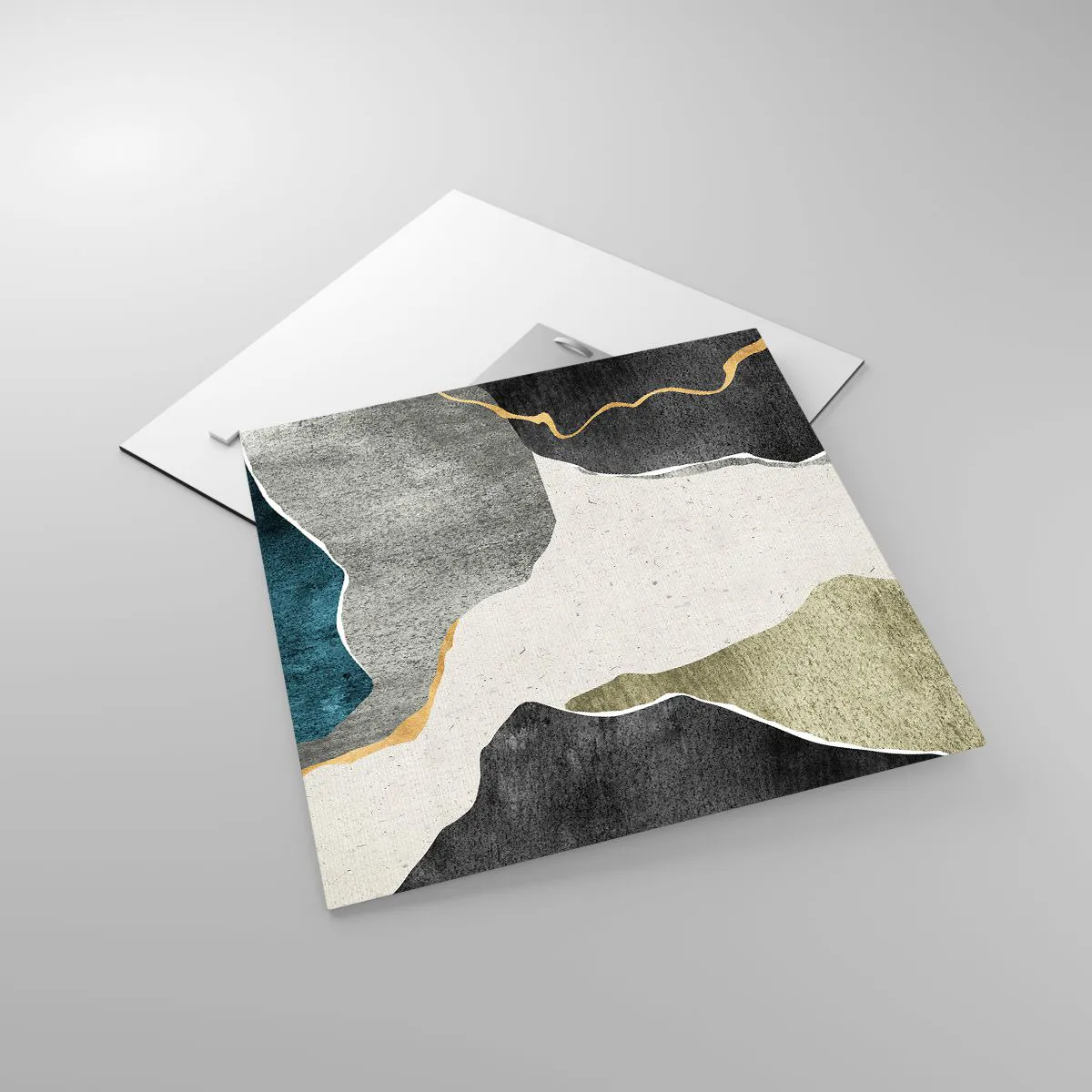 Quadro em vidro - Composição de mosaico com fio de ouro - 40x40 cm