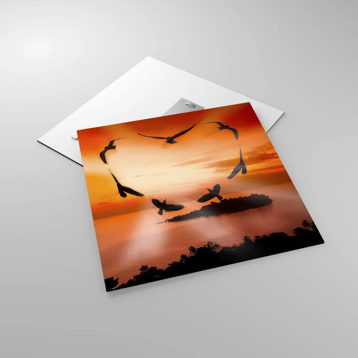 Quadro em vidro - Ame o mundo como pássaros - 50x50 cm