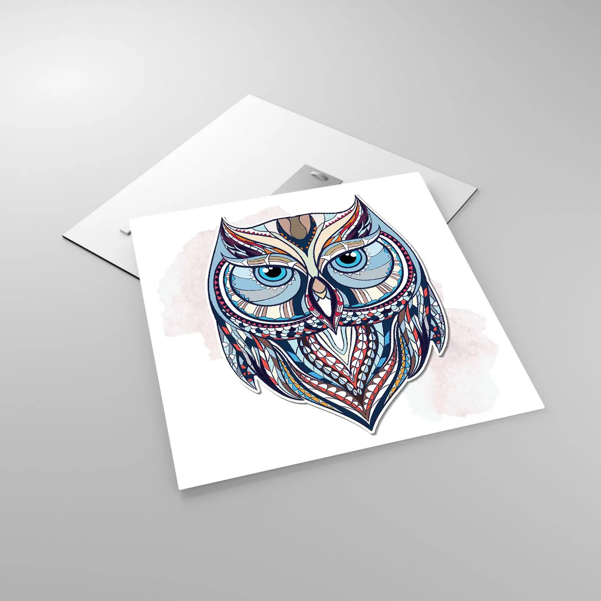 Obraz na szkle - Kunsztowna sowa ornamentowa - 50x50 cm