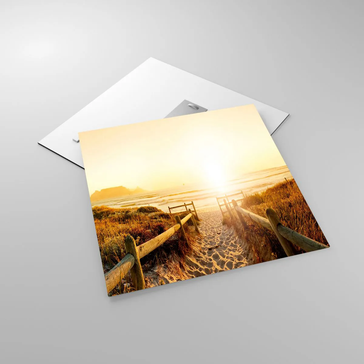 Cuadro sobre vidrio - Impresiones sobre Vidrio - A través de la duna, hacia el sol - 50x50 cm