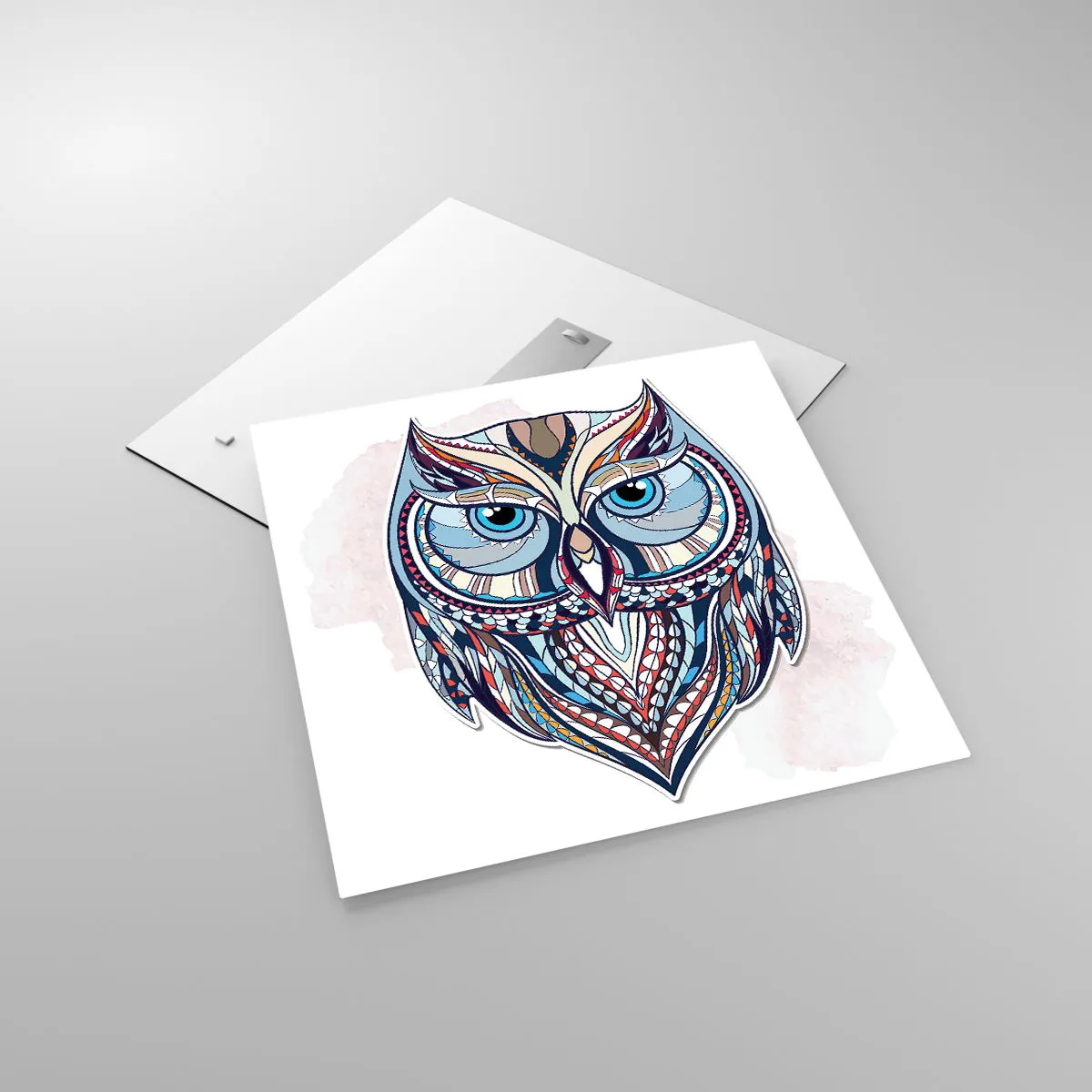 Obraz na skle - Umělecká ozdobná sova - 60x60 cm