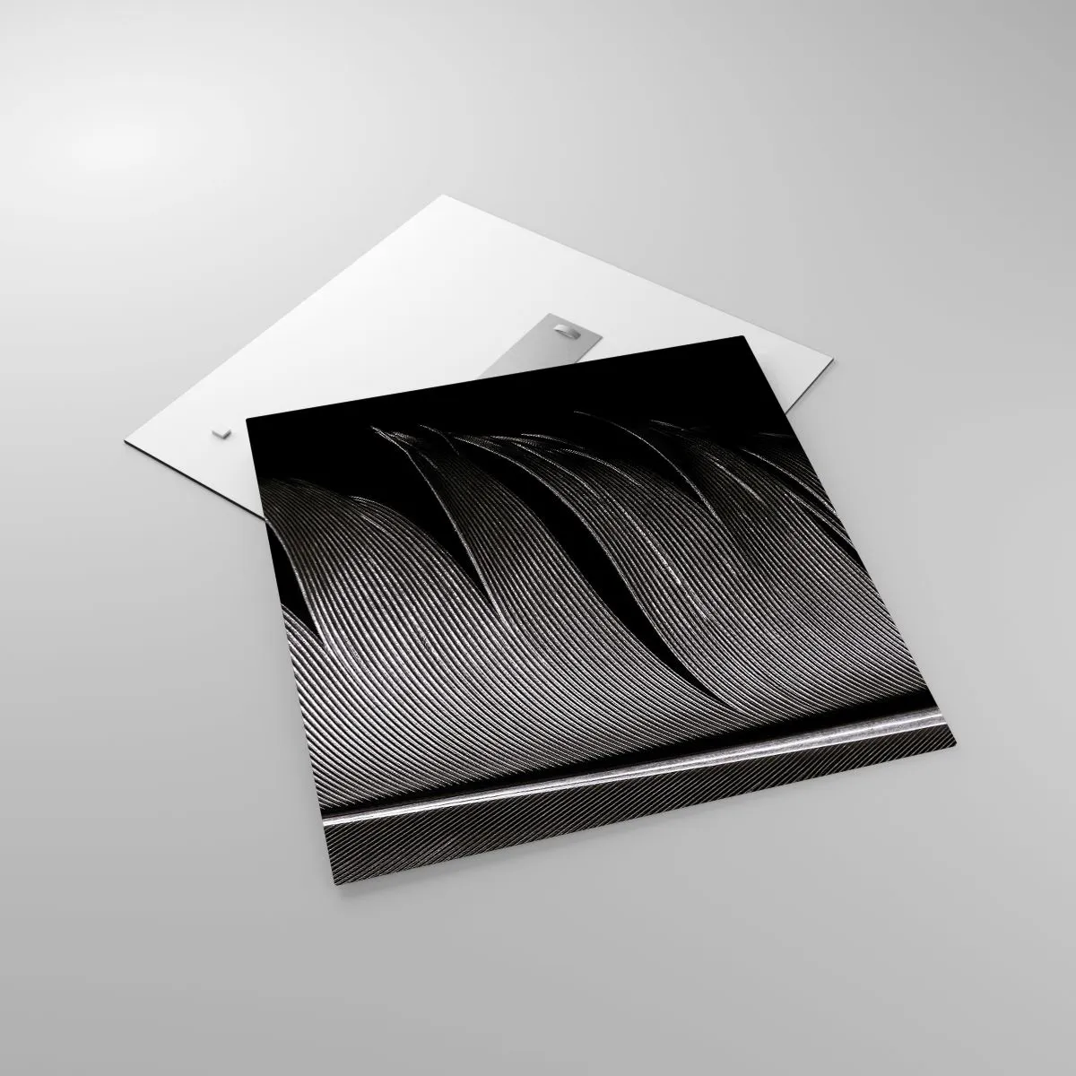 Glastavla - Bild på glas - Fjäder - en underbar konstruktion - 60x60 cm