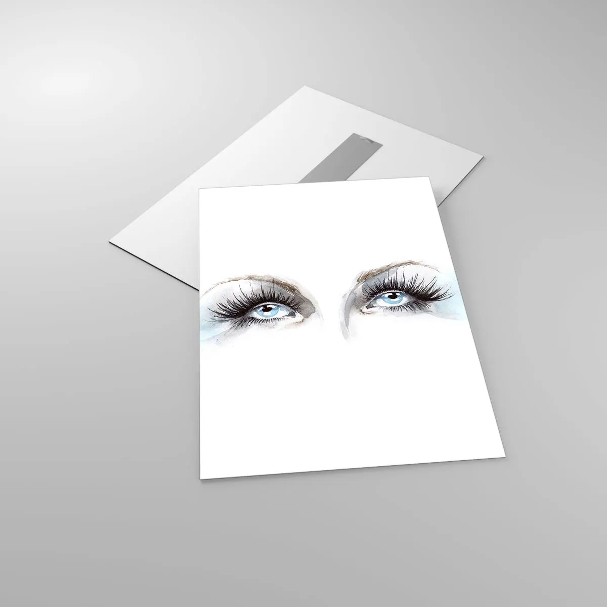 Glasbild - Bild auf glas - Der subtile Blick blauer Augen in einer künstlerischen Komposition - 50x70cm - Engelsaugen? - Moderne Wanddekoration für Wohnzimmer und Schlafzimmer ARTTOR