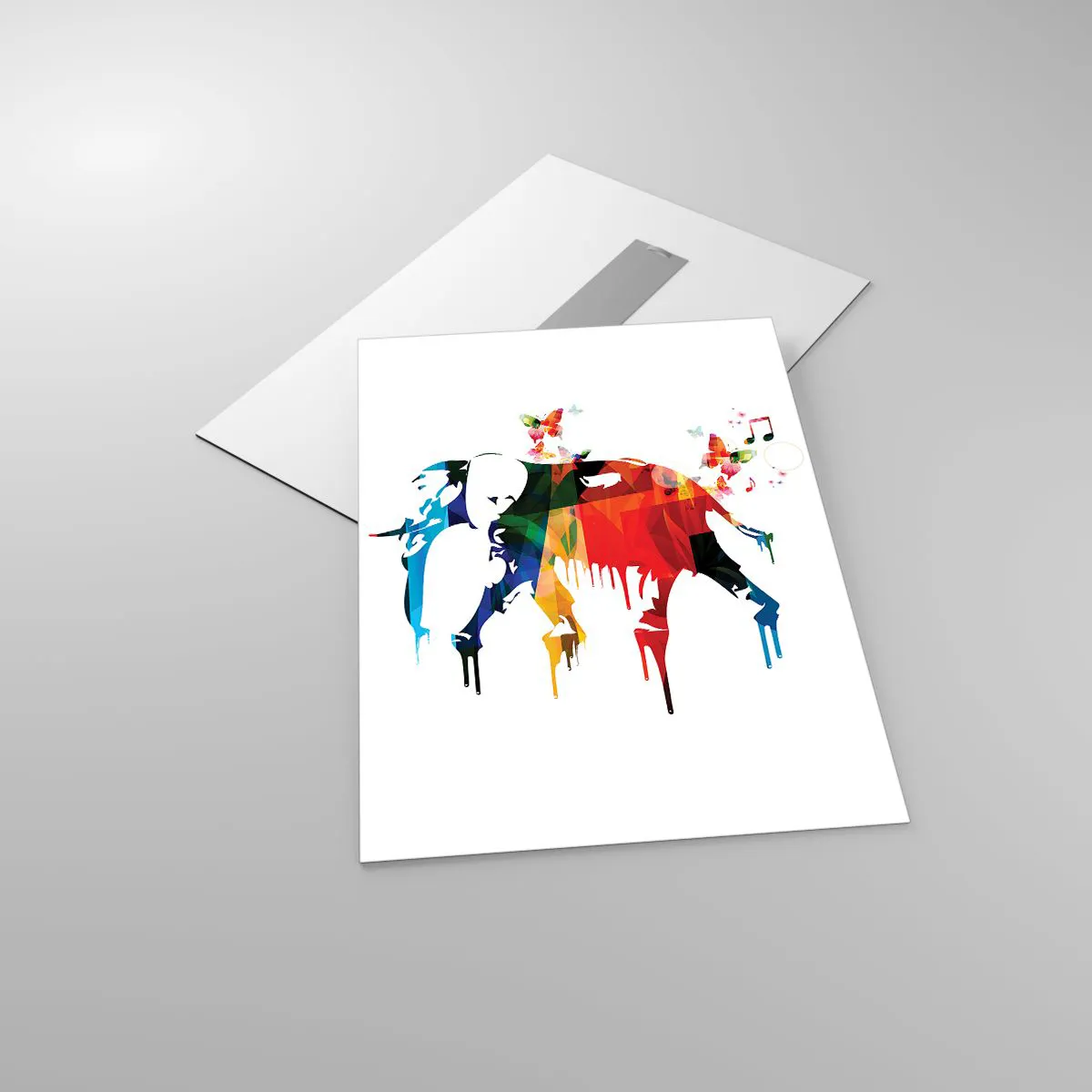 Impression sur verre - Image sur verre - Éléphant coloré dans un style aquarelle moderne - 50x70cm - Tout le monde peut danser - Décoration murale moderne pour le salon et la chambre ARTTOR