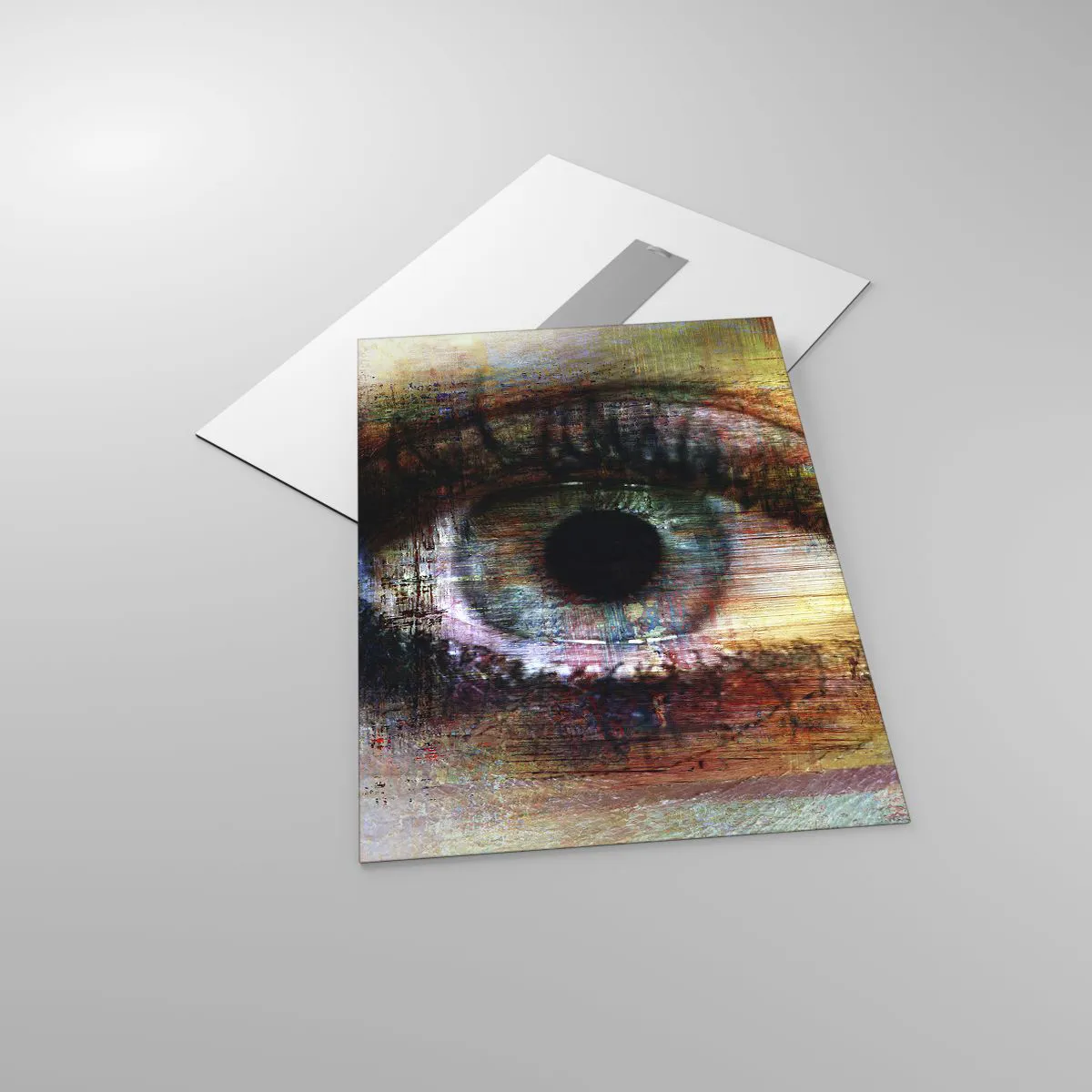 Impression sur verre - Image sur verre - Un œil abstrait aux nuances intenses et multicolores - 50x70cm - Vous pouvez jeter un coup d'œil dans l'âme - Décoration murale moderne pour le salon et la chambre ARTTOR