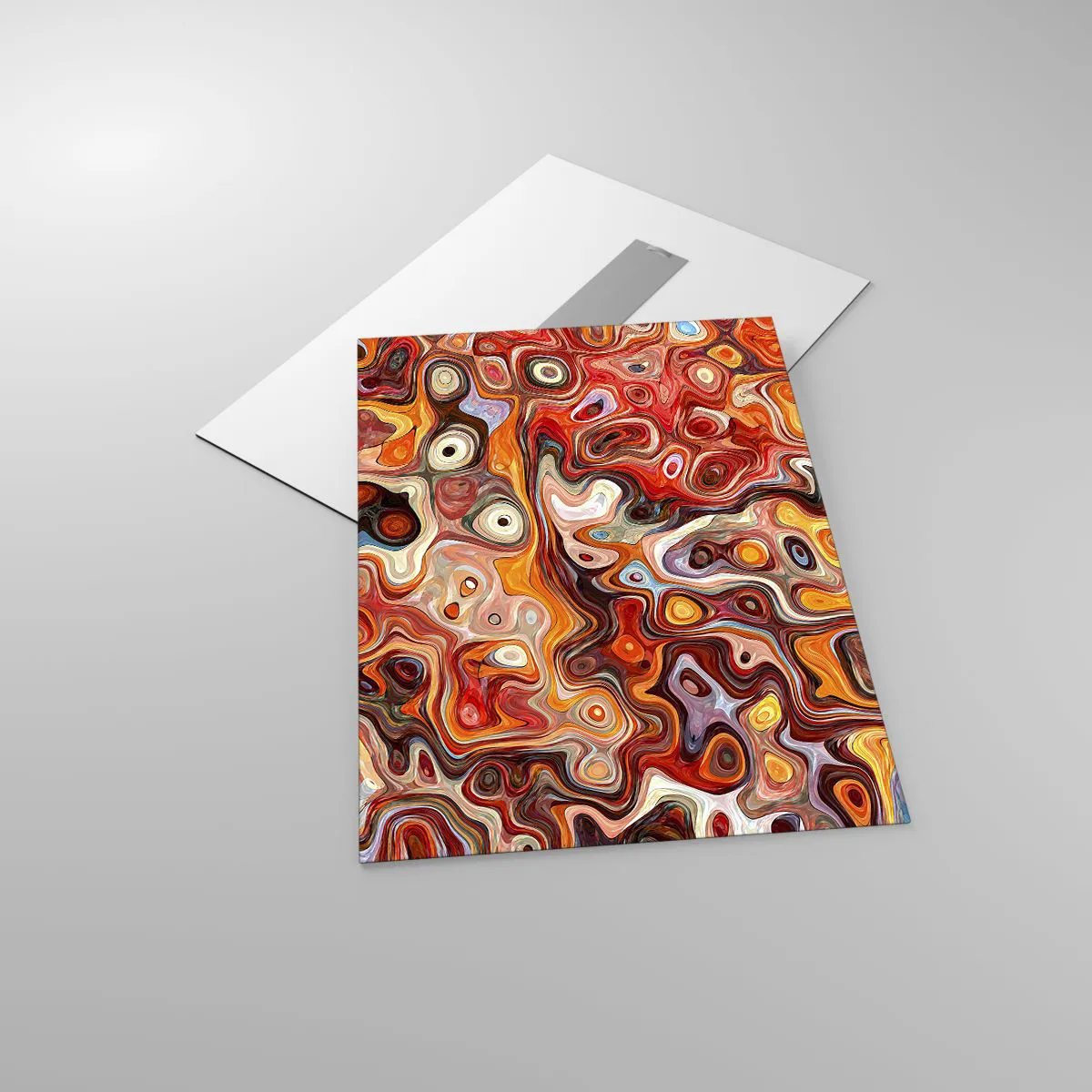 Glasbild - Bild auf glas - Abstrakte Komposition in Orange- und Rottönen - 50x70cm - Wenn die Nüsse in Honig geschmolzen sind - Moderne Wanddekoration für Wohnzimmer und Schlafzimmer ARTTOR