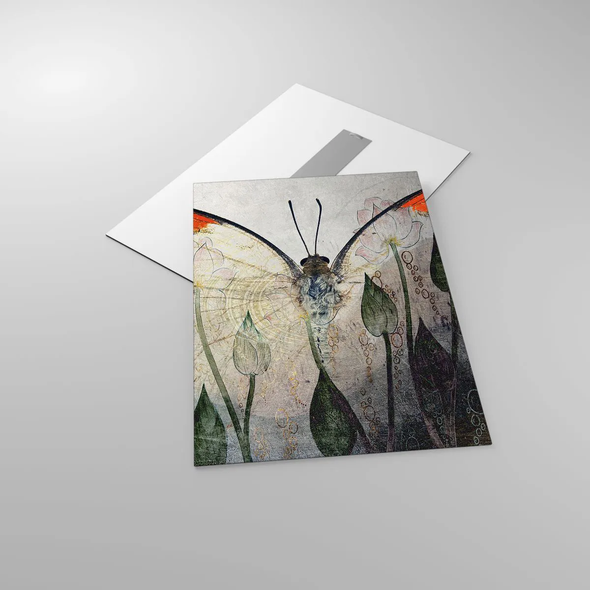 Üveg kép - „Ahol a pillangó himbálózik a füvön" - 50x70 cm