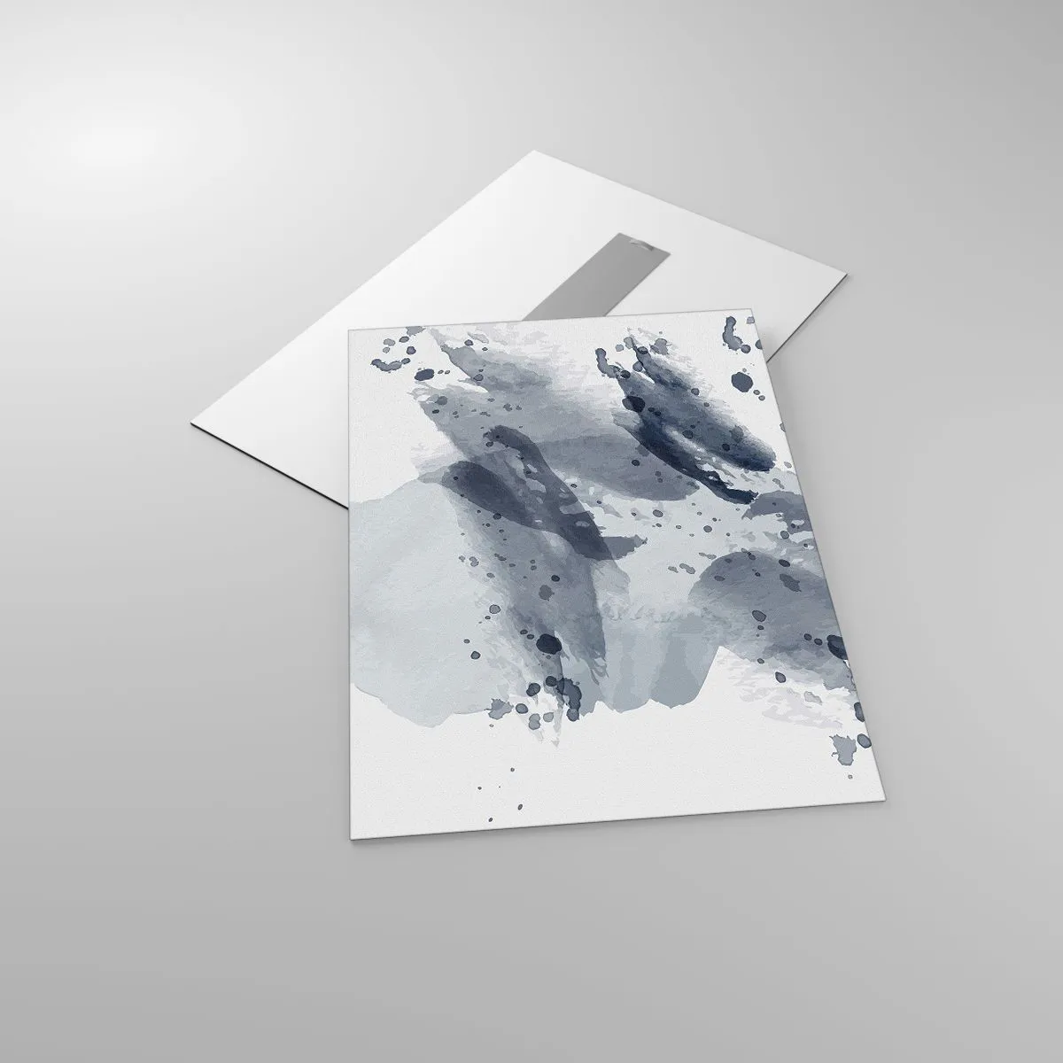Cuadro sobre vidrio - Impresiones sobre Vidrio - Manchas de acuarela de color azul grisáceo que se asemejan al agua en movimiento - 50x70cm - Un estudio sobre la naturaleza del agua - Decoración de pared moderna para salón y dormitorio ARTTOR