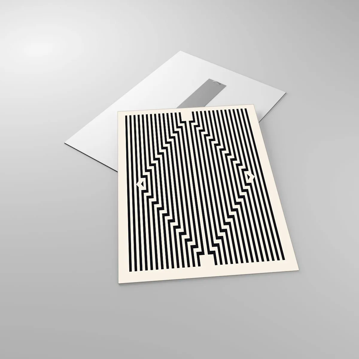 Quadro su vetro - Un affascinante motivo di linee bianche e nere che creano un'illusione - 50x70cm - Illusione geometrica - Decorazione murale moderna per soggiorno e camera da letto ARTTOR