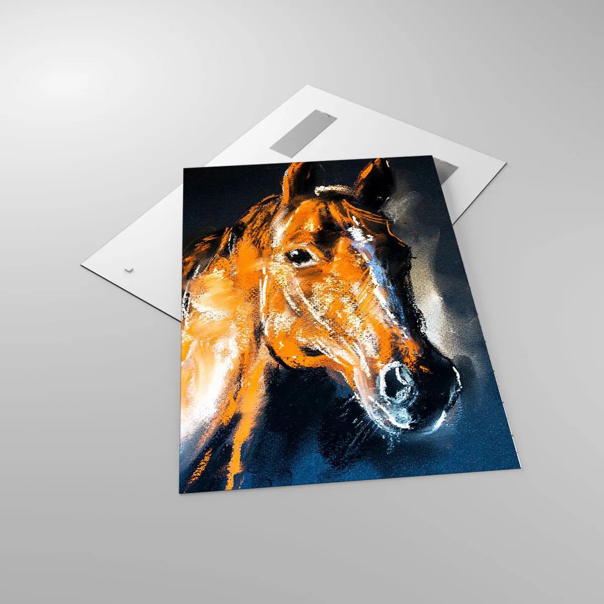 Impression sur verre - Image sur verre - Portrait d'un cheval dans un style pictural dynamique - 70x100cm - Et alors, tu y vas ? - Décoration murale moderne pour le salon et la chambre ARTTOR