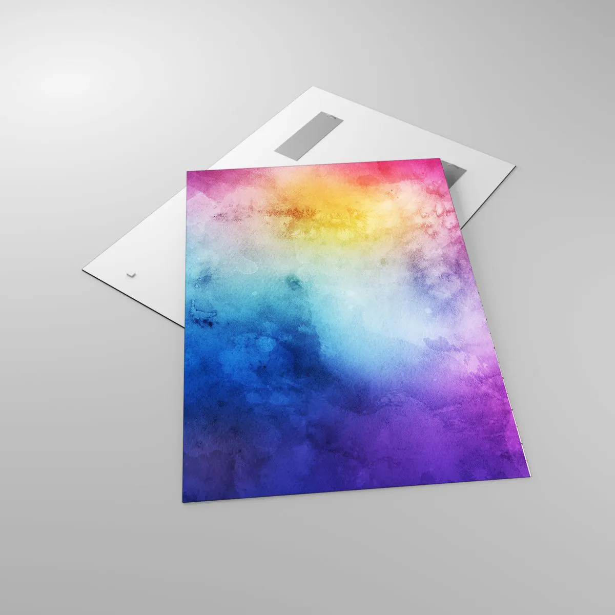 Glasbild - Bild auf glas - Eine abstrakte Komposition in Pastelltönen von Rosa und Blau. - 70x100cm - Fast auf Wolke sieben - Moderne Wanddekoration für Wohnzimmer und Schlafzimmer ARTTOR