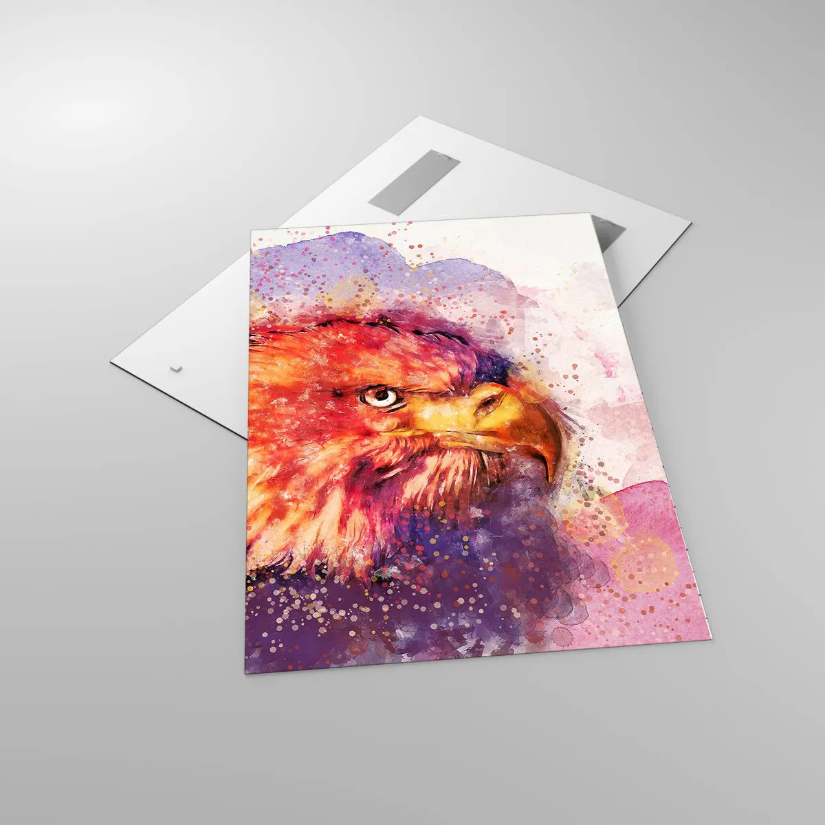 Glasbild - Bild auf glas - Porträt eines Adlers in künstlerischen Aquarellfarben - 70x100cm - Du willst nicht wissen, woran ich denke - Moderne Wanddekoration für Wohnzimmer und Schlafzimmer ARTTOR