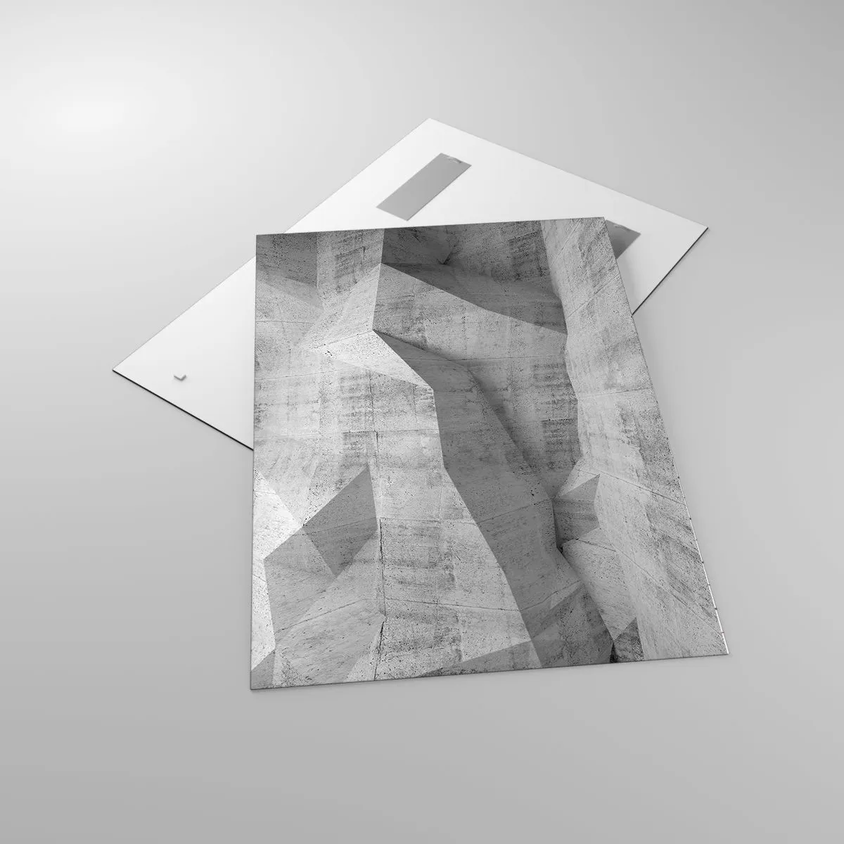 Cuadro sobre vidrio - Impresiones sobre Vidrio - Formas geométricas de hormigón en gris - 70x100cm - Un verdadero desafío - Decoración de pared moderna para salón y dormitorio ARTTOR