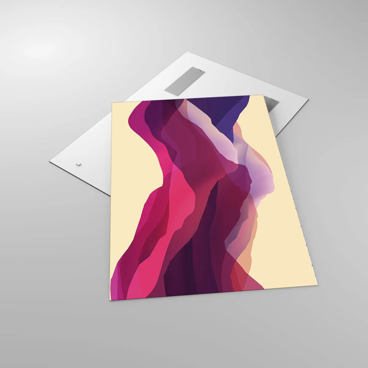 Obraz na szkle - Abstrakcyjne fale w odcieniach purpury i różu na jasnym tle - 70x100cm - Fale purpury - Nowoczesna dekoracja ścienna do salonu i sypialni ARTTOR