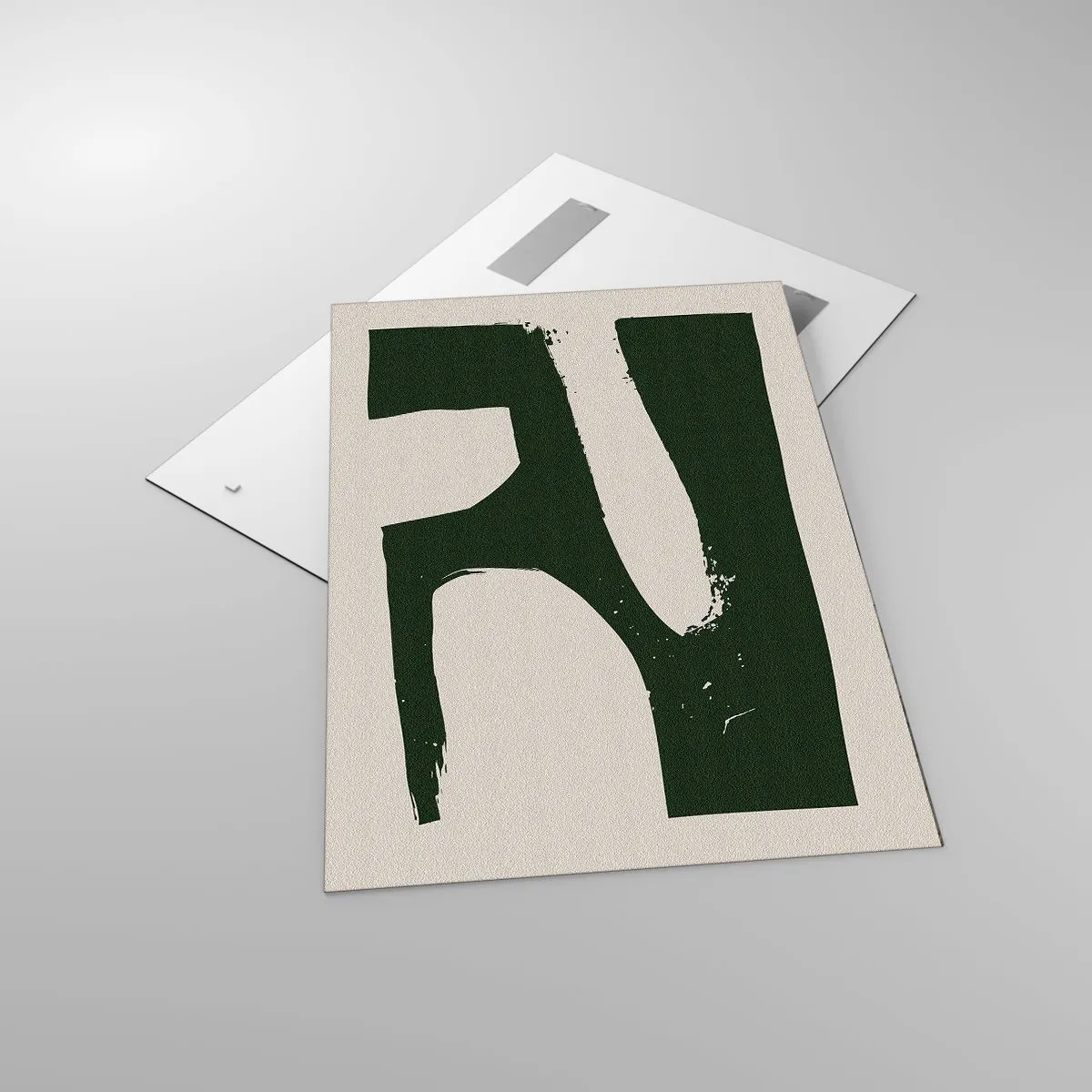 Obraz na szkle - Minimalistyczny abstrakt w zieleni na jasnym tle - 70x100cm - Zatoki bieli - Nowoczesna dekoracja ścienna do salonu i sypialni ARTTOR