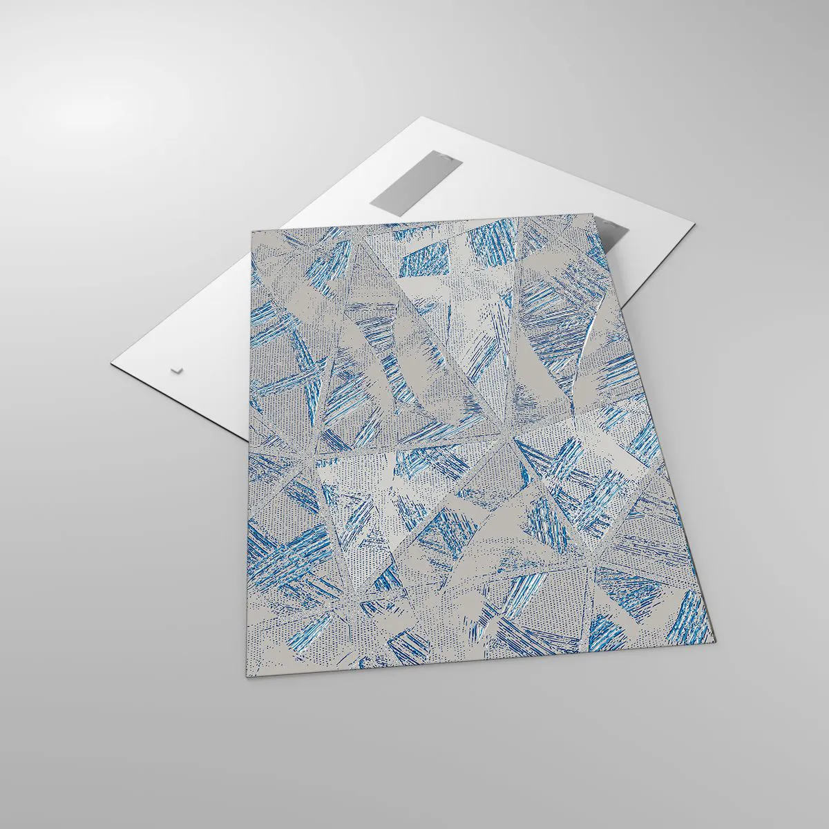 Tablou pe sticlă - Într-un labirint de gri-albastru - 70x100 cm