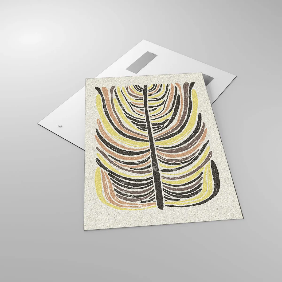 Glasbild - Bild auf glas - Abstraktes Blattmotiv in Erdtönen - 70x100cm - Abstraktion voller Leben - Moderne Wanddekoration für Wohnzimmer und Schlafzimmer ARTTOR