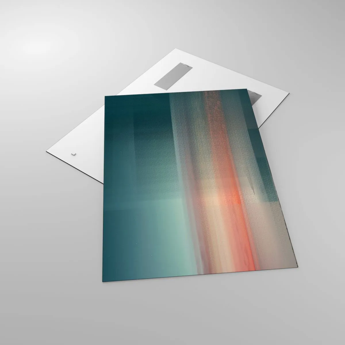 Cuadro sobre vidrio - Impresiones sobre Vidrio - Una puesta de sol en tonos pastel sobre un horizonte tranquilo. - 70x100cm - Abstracción: ondas de luz - Decoración de pared moderna para salón y dormitorio ARTTOR