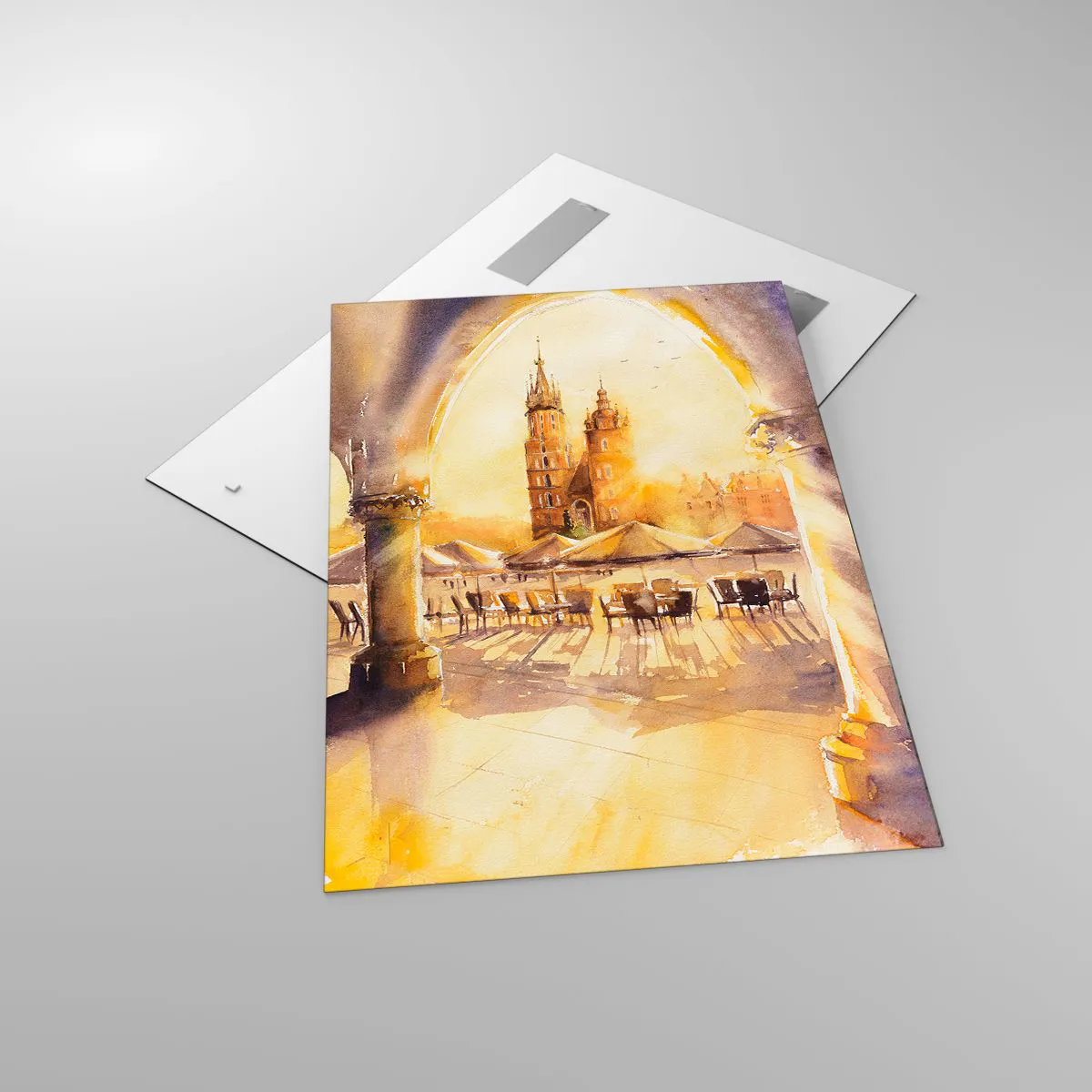 Obraz na skle - Východ slnka nad krakovským námestím - 70x100 cm