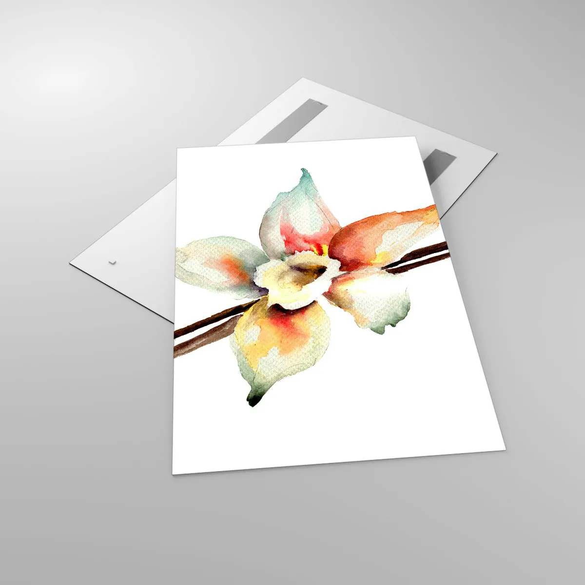 Glasbild - Bild auf glas - Aquarell-Blumenillustration in Pastellfarben - 80x120cm - Süße mit Farbe verschüttet - Moderne Wanddekoration für Wohnzimmer und Schlafzimmer ARTTOR