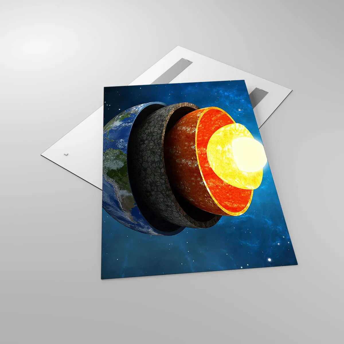 Glastavla - Bild på glas - Resa till jordens inre - 80x120 cm