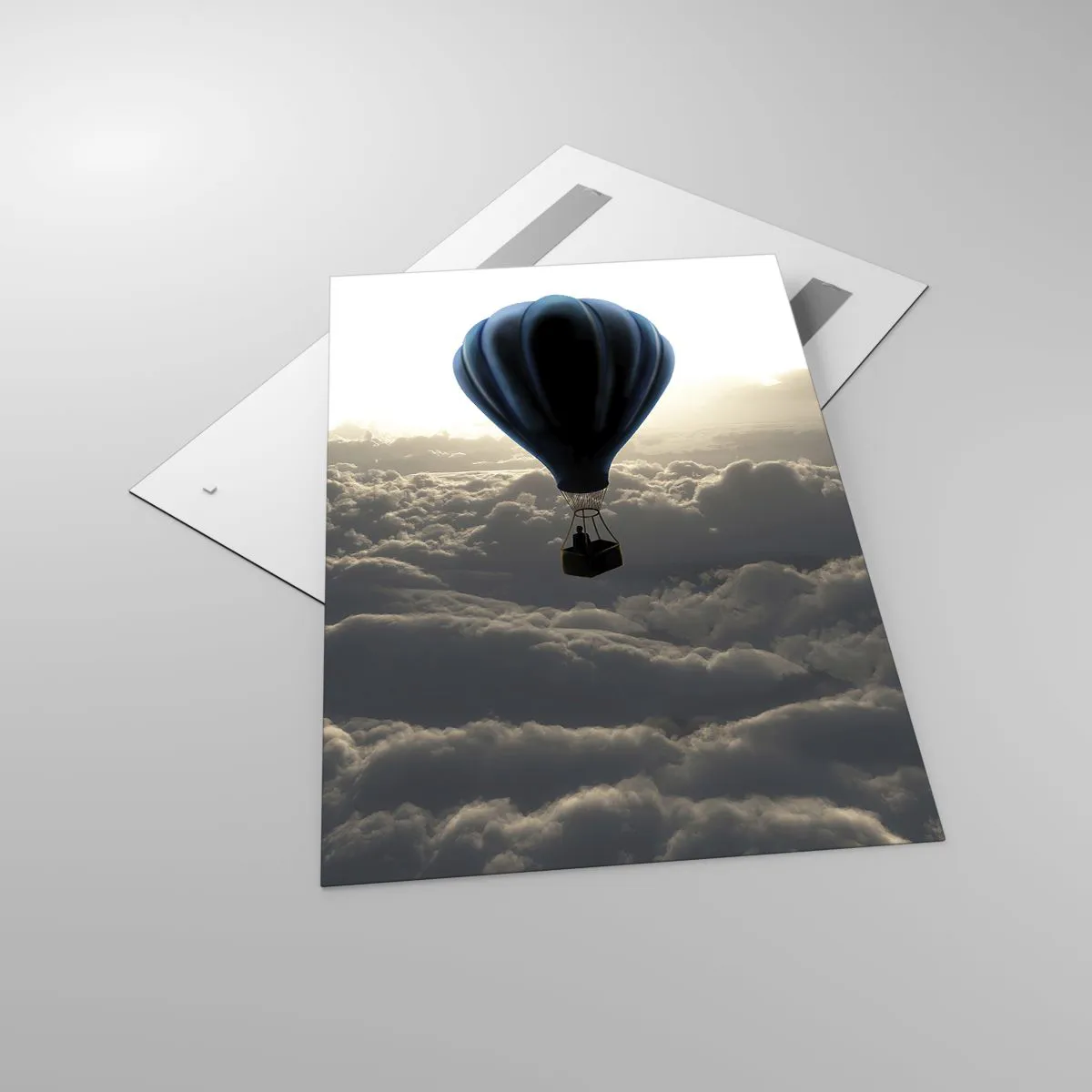 Glastavla - Bild på glas - Vandrare över molnen - 80x120 cm