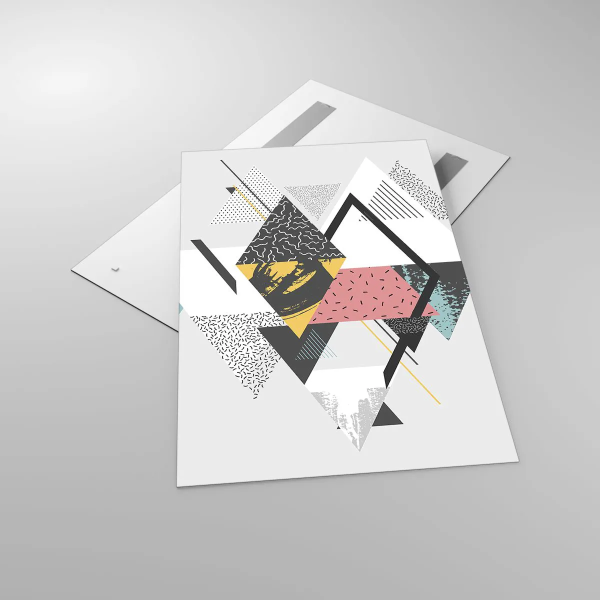 Cuadro sobre vidrio - Impresiones sobre Vidrio - Patrones geométricos sobre un fondo claro - 80x120cm - Una variación del triángulo y el rombo - Decoración de pared moderna para salón y dormitorio ARTTOR