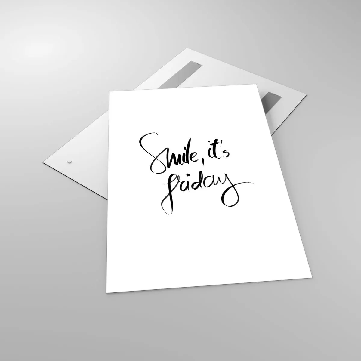 Impression sur verre - Image sur verre - Lettrage noir et blanc Souriez, c'est vendredi - 80x120cm - Joie réelle - Décoration murale moderne pour le salon et la chambre ARTTOR