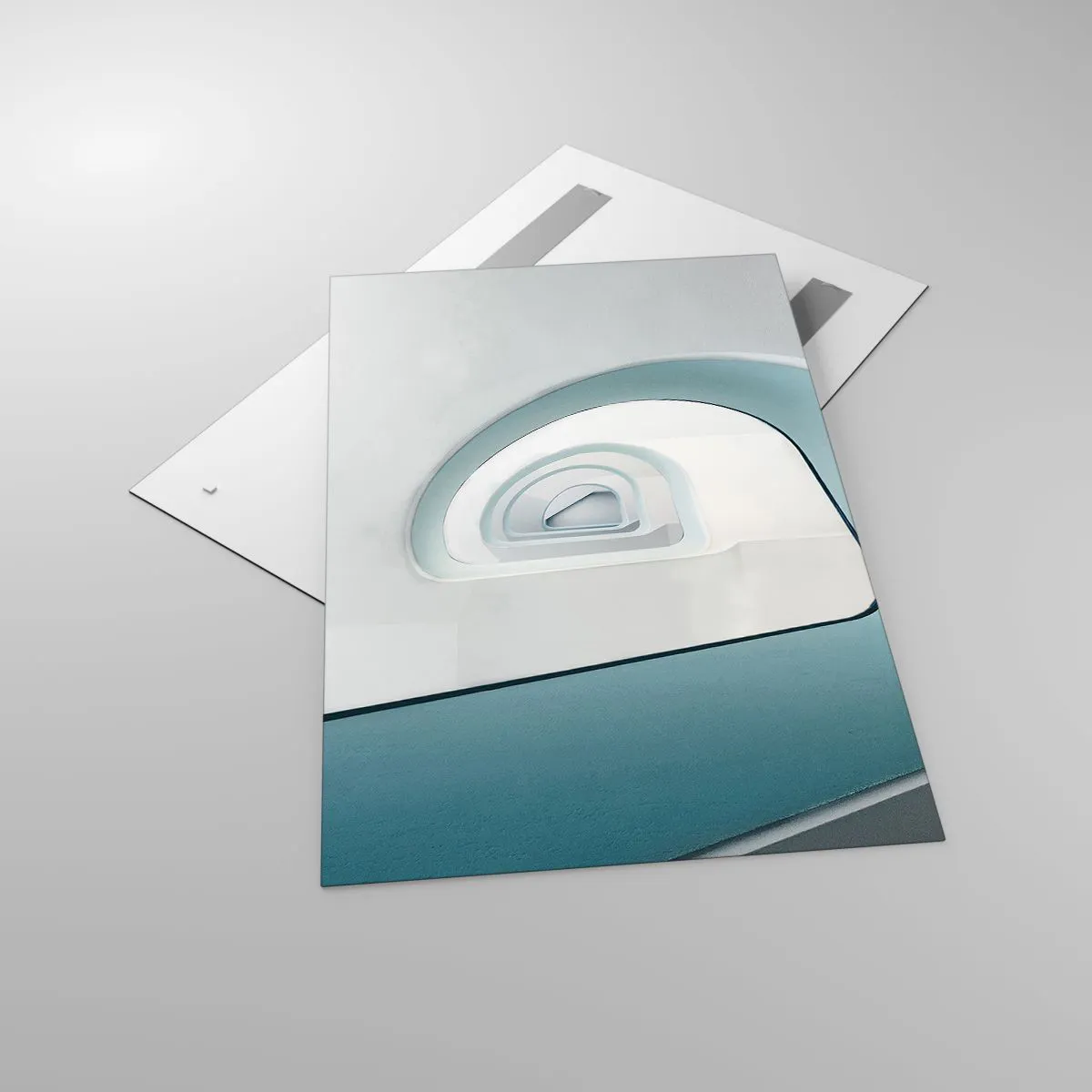 Quadro su vetro - Architettura minimalista con linee arrotondate - 80x120cm - Blu fino in fondo - Decorazione murale moderna per soggiorno e camera da letto ARTTOR