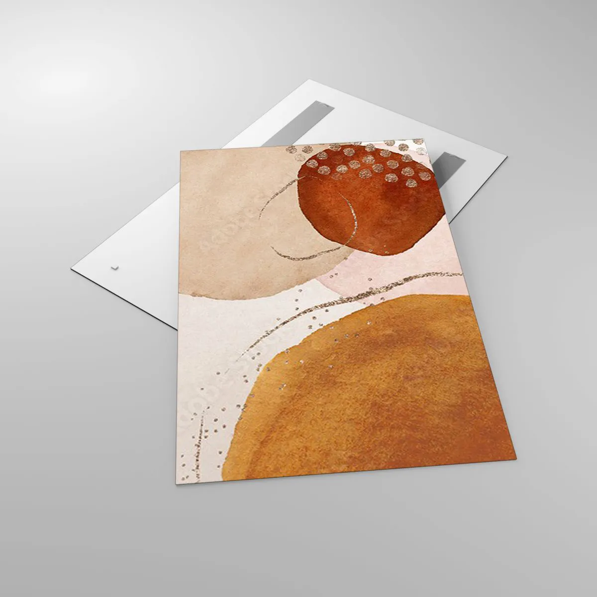 Cuadro sobre vidrio - Impresiones sobre Vidrio - Formas abstractas en tonos cálidos de marrón y dorado. - 80x120cm - Movimiento abstracto - Decoración de pared moderna para salón y dormitorio ARTTOR