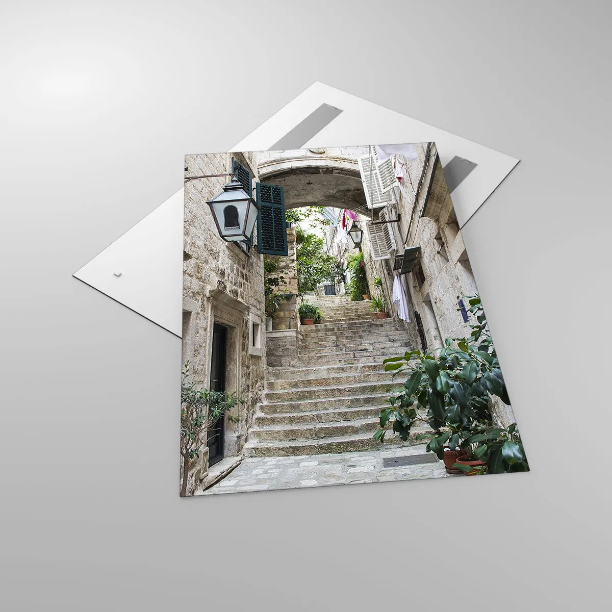 Cuadro sobre vidrio - Impresiones sobre Vidrio - Una encantadora callejuela - 80x120 cm